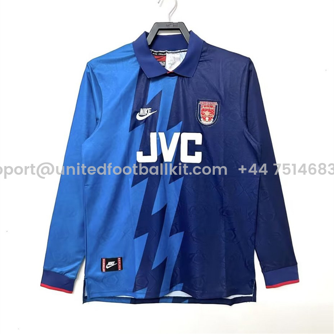 Unitedfootballkit.com | Retro Arsenal 95-96 Away Long Sleeve Jersey -Customize Name, Number and Patch | Worldwide Shipping