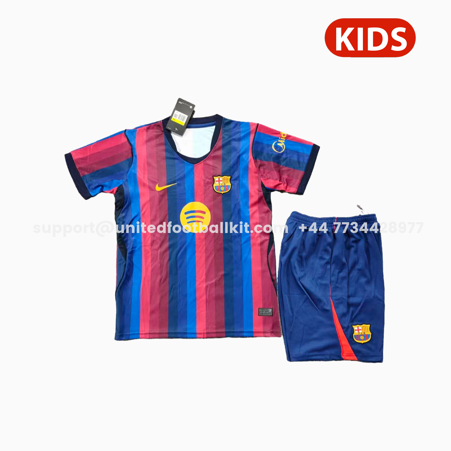 Unitedfootballkit.com | Barcelona 26-27 Home Kids Kit -Customize Name, Number and Patch | Worldwide Shipping