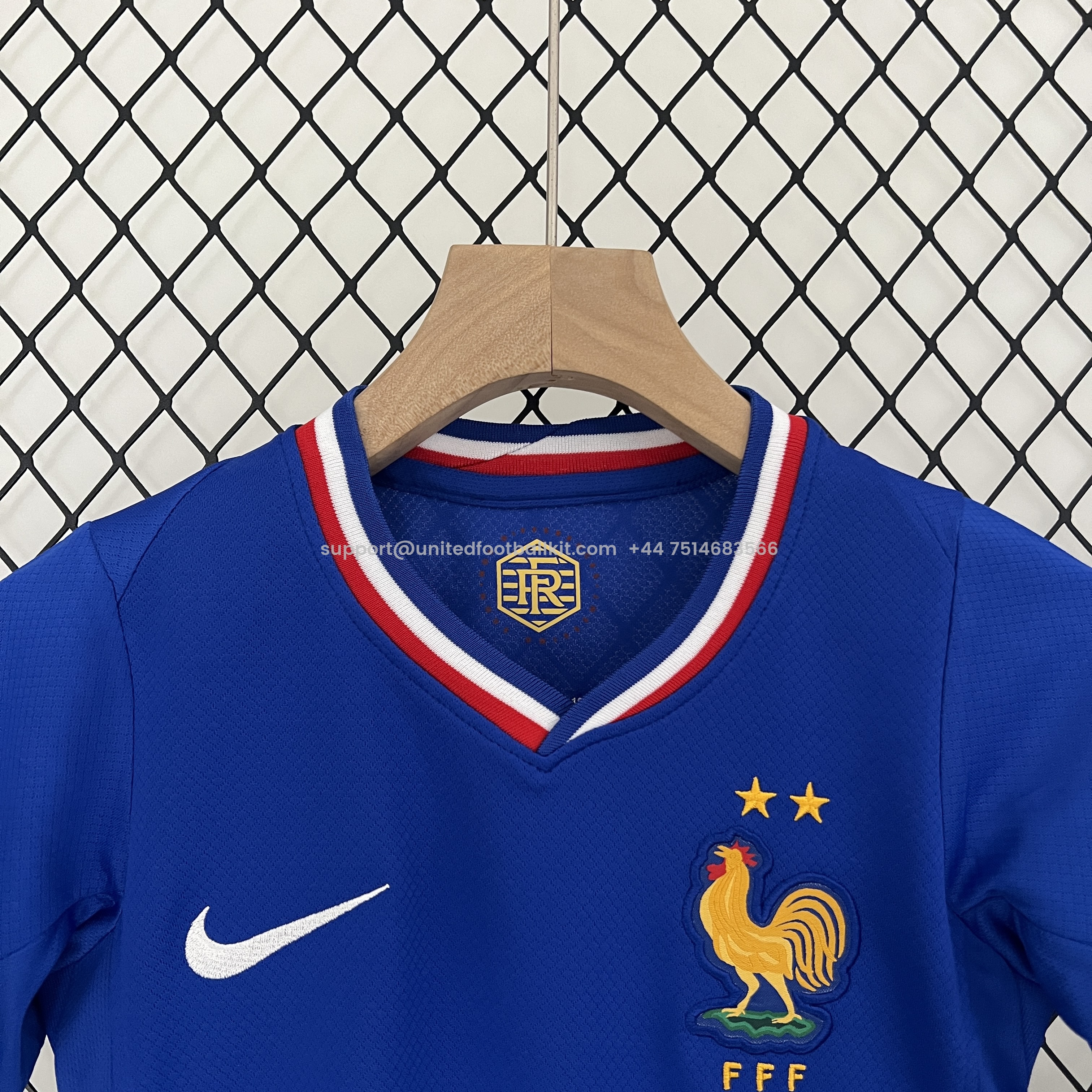 Unitedfootballkit.com | France 2024 Home Stadium Kids Kit -Customize Name, Number and Patch | Worldwide Shipping