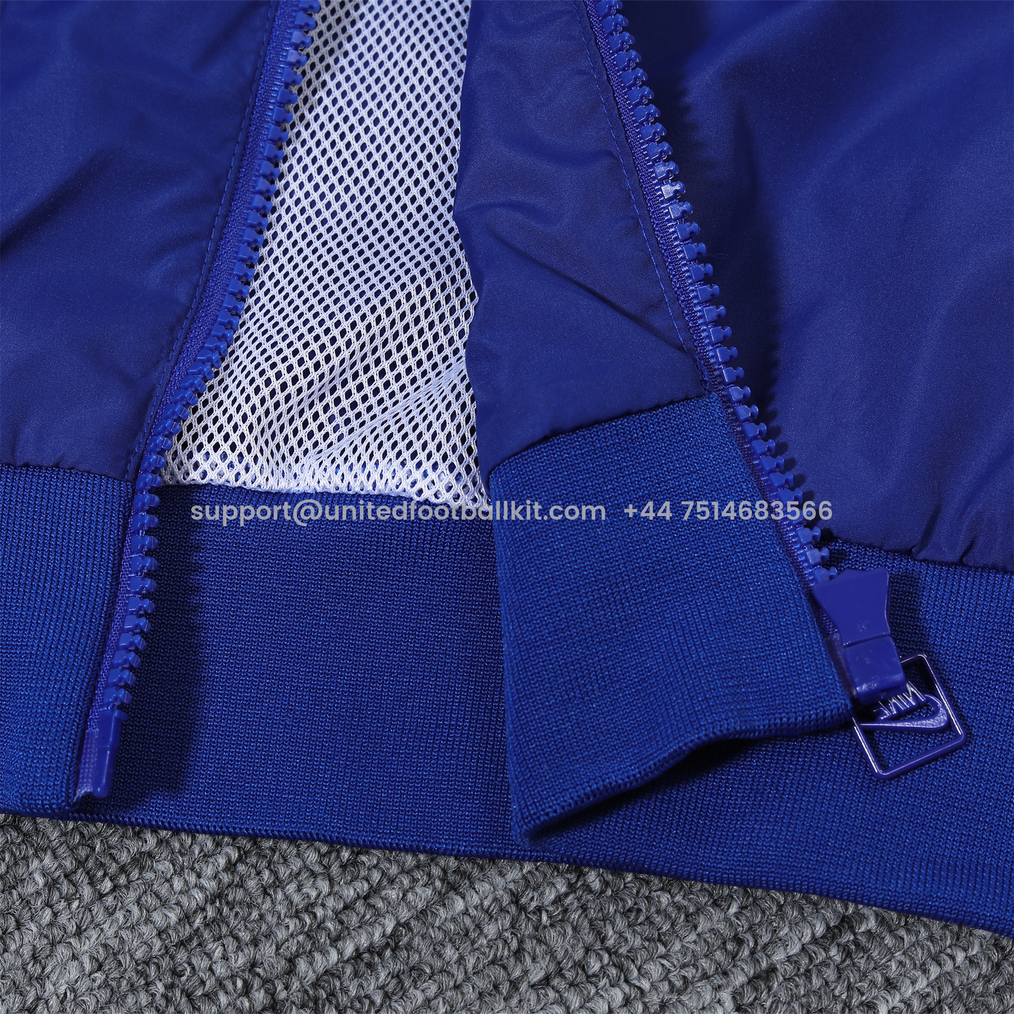 Unitedfootballkit.com | France 2024 National Team Anthem Blue Hooded Windbreaker - Player Version -Customize Name, Number and Patch | Worldwide Shipping