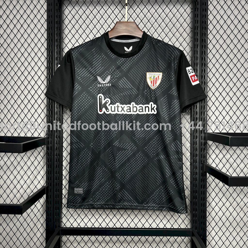 Unitedfootballkit.com | Athletic Bilbao 24-25 Black Goalkeeper Jersey - Fans Version -Customize Name, Number and Patch | Worldwide Shipping