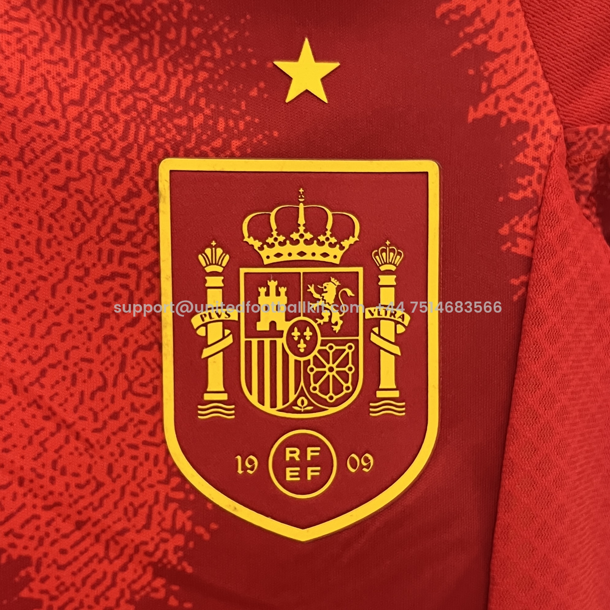 Unitedfootballkit.com | Spain 2024 Home Stadium Kids Kit -Customize Name, Number and Patch | Worldwide Shipping