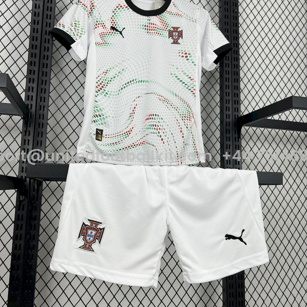 Unitedfootballkit.com | Portugal 2025-26 Away Kids Kit -Customize Name, Number and Patch | Worldwide Shipping