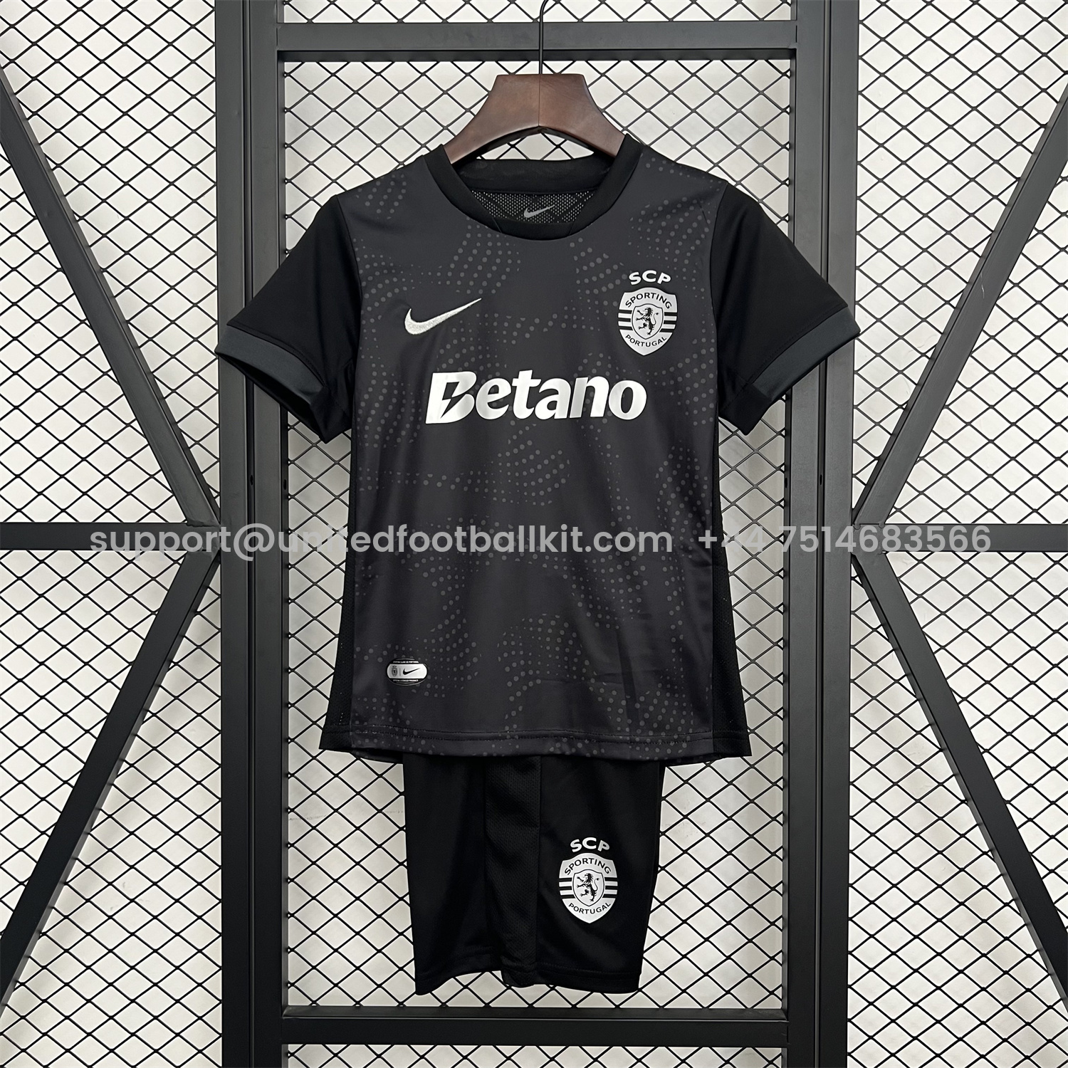 Unitedfootballkit.com | Sporting CP 25-26 Black Special Kids Kit -Customize Name, Number and Patch | Worldwide Shipping