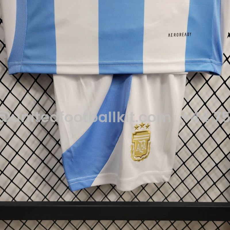 Unitedfootballkit.com | Argentina 2024 Home Stadium Kids Kit -Customize Name, Number and Patch | Worldwide Shipping