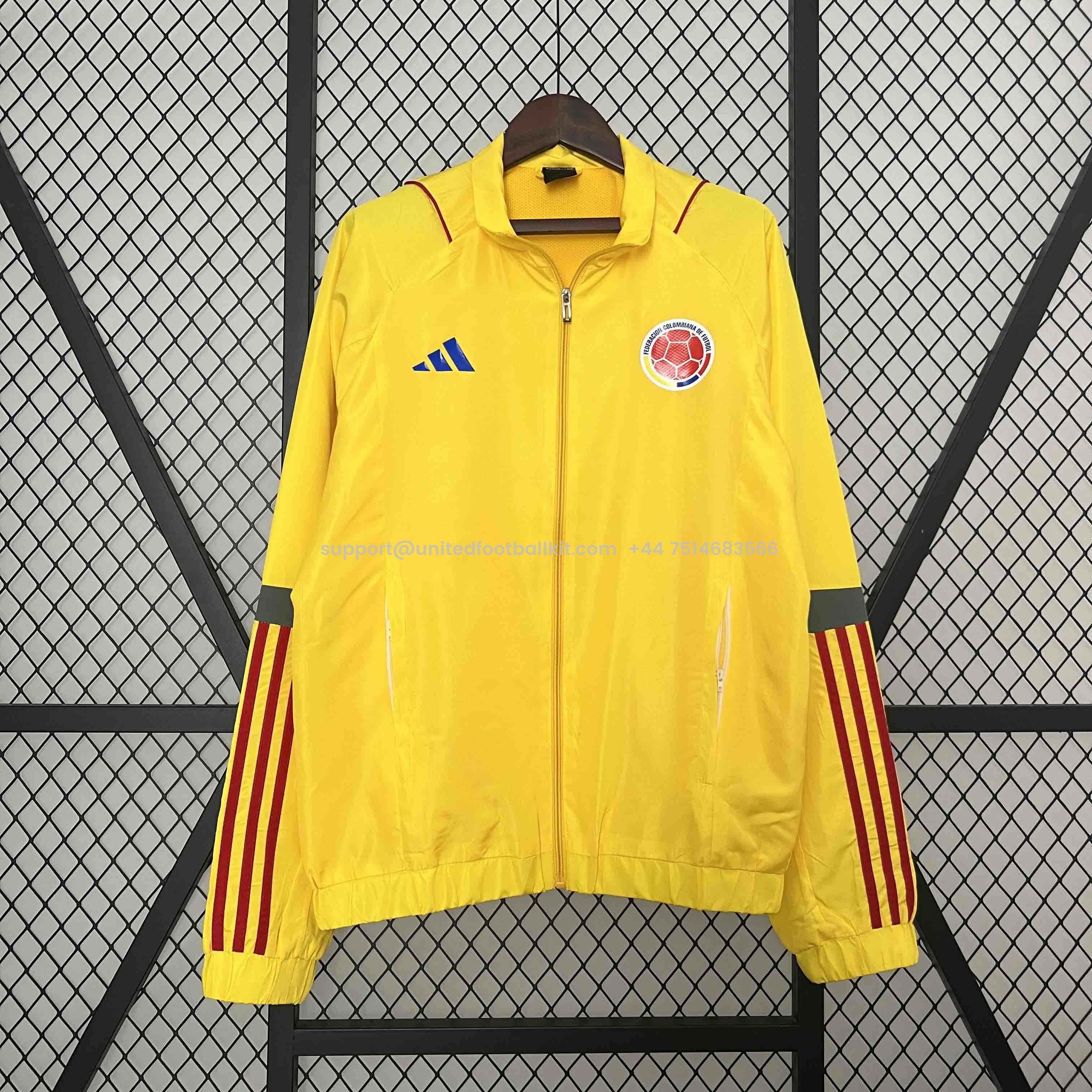 Unitedfootballkit.com | Colombia 2024 Yellow Windbreaker -Customize Name, Number and Patch | Worldwide Shipping
