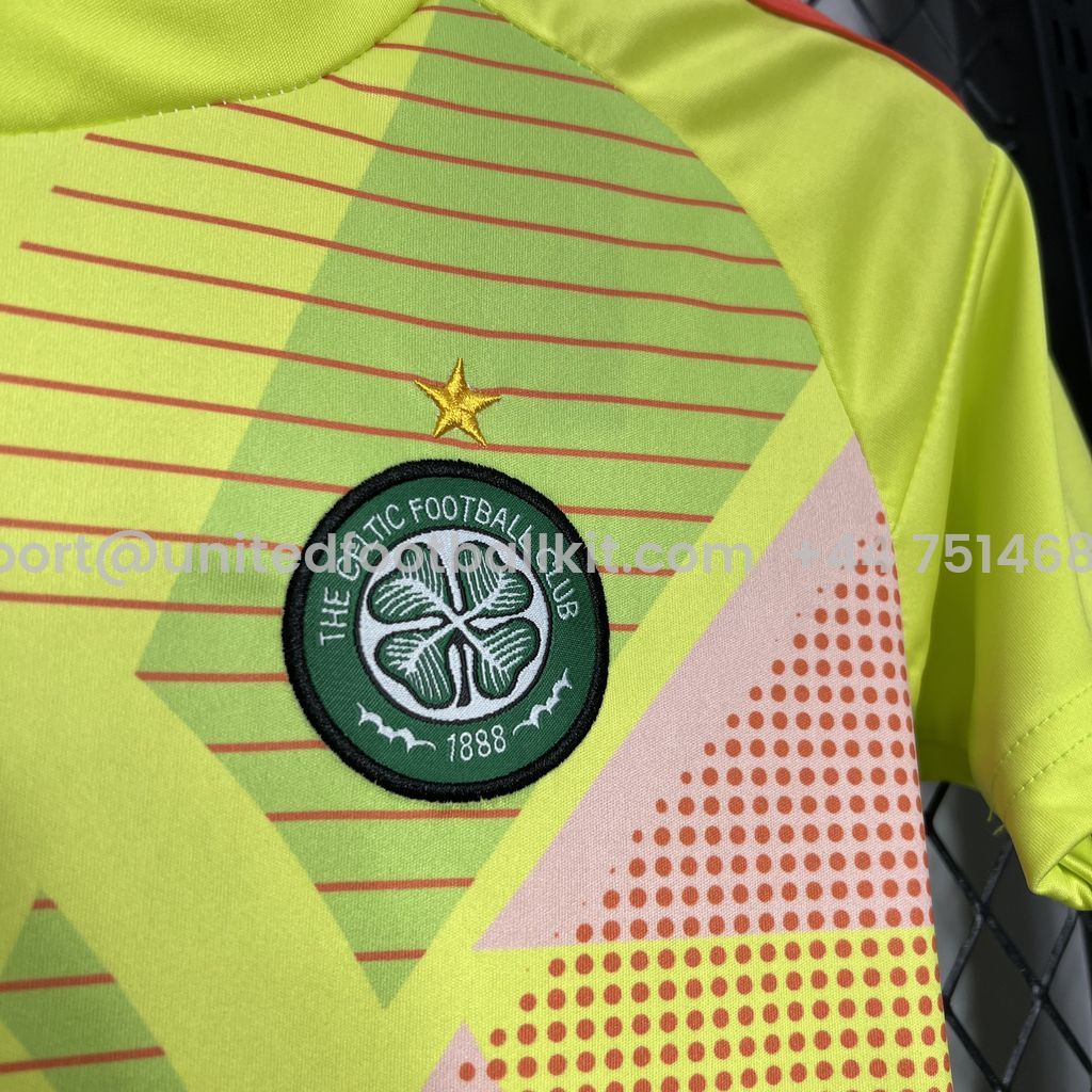 Unitedfootballkit.com | Celtic 24-25 Green Goalkeeper Kids Kit -Customize Name, Number and Patch | Worldwide Shipping