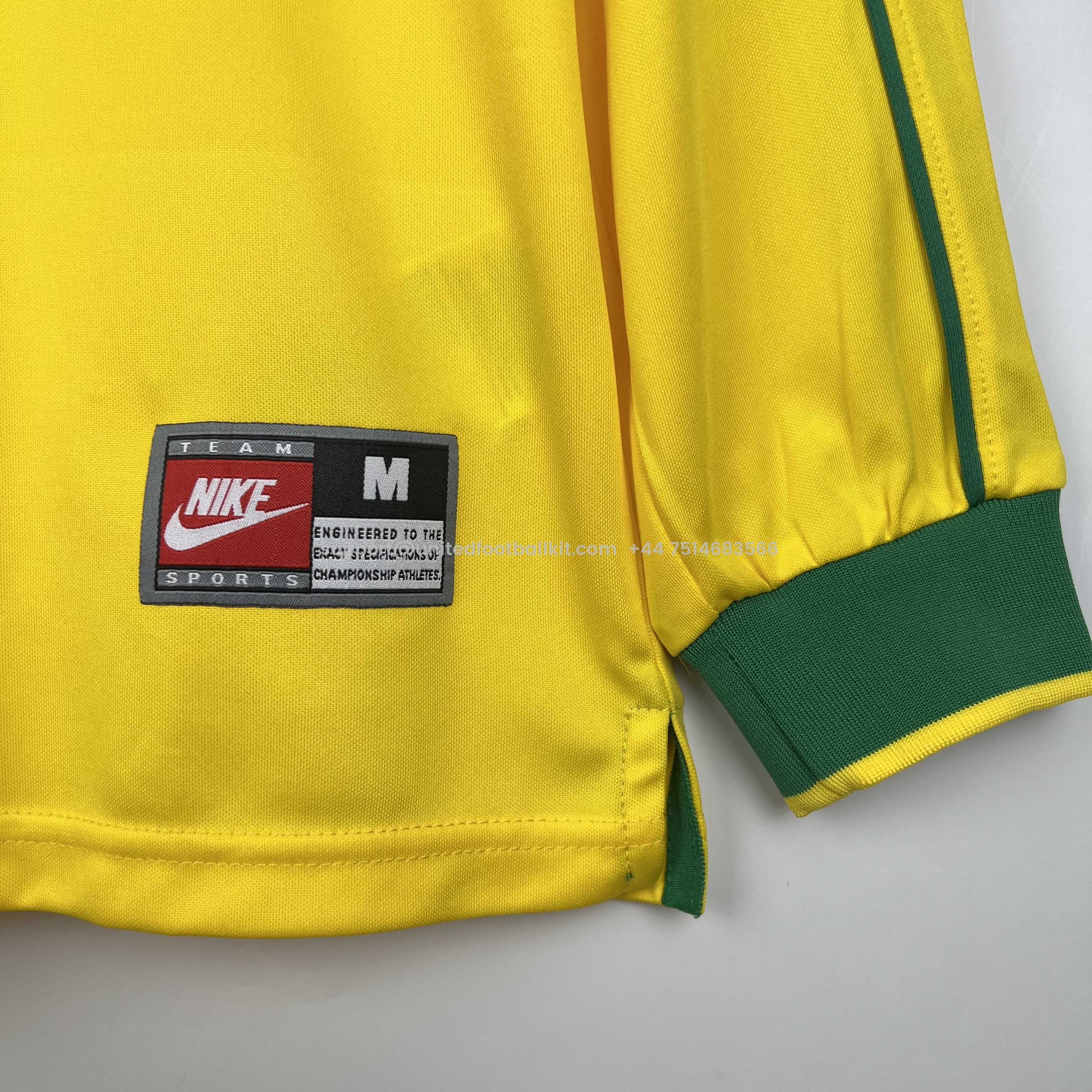 Unitedfootballkit.com | Retro Brazil 1998 Home Stadium Long Sleeve Jersey -Customize Name, Number and Patch | Worldwide Shipping
