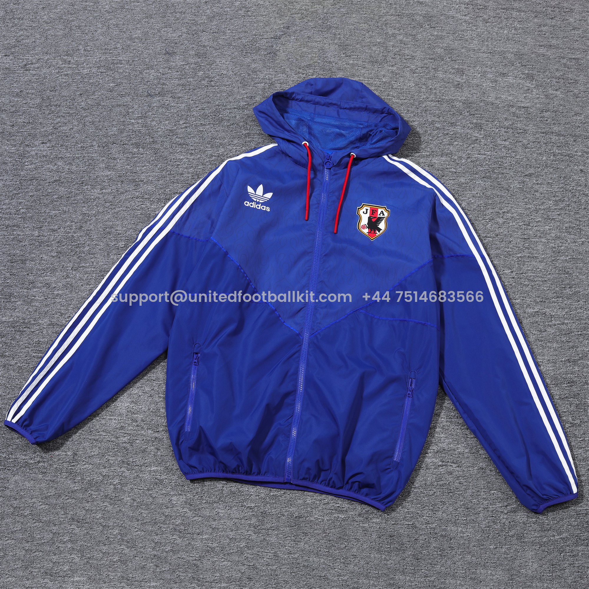 Unitedfootballkit.com | Japan 2024 Vintage Flame '98 Style Hooded Windbreaker - Player Version -Customize Name, Number and Patch | Worldwide Shipping