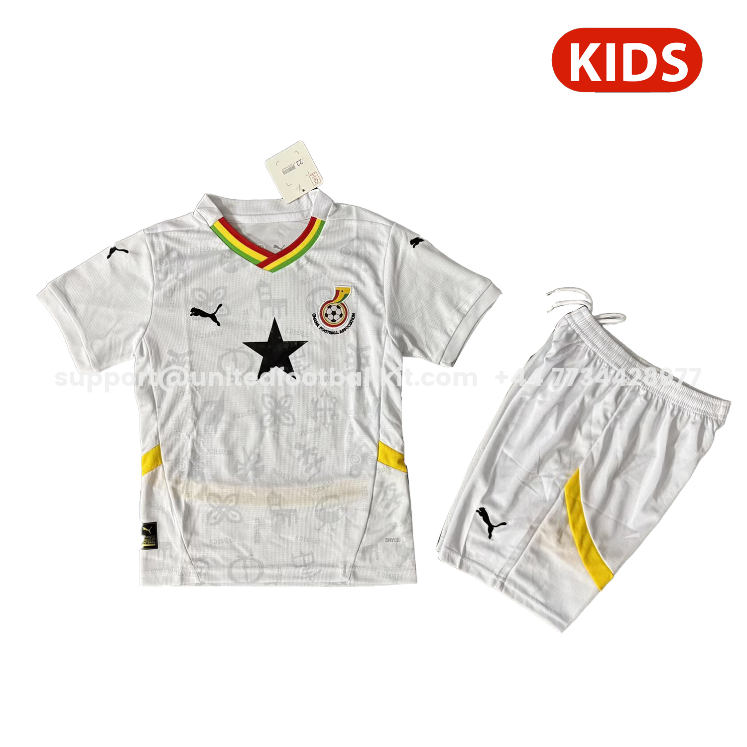 Unitedfootballkit.com | Ghana 2026 Home Kids Kit -Customize Name, Number and Patch | Worldwide Shipping