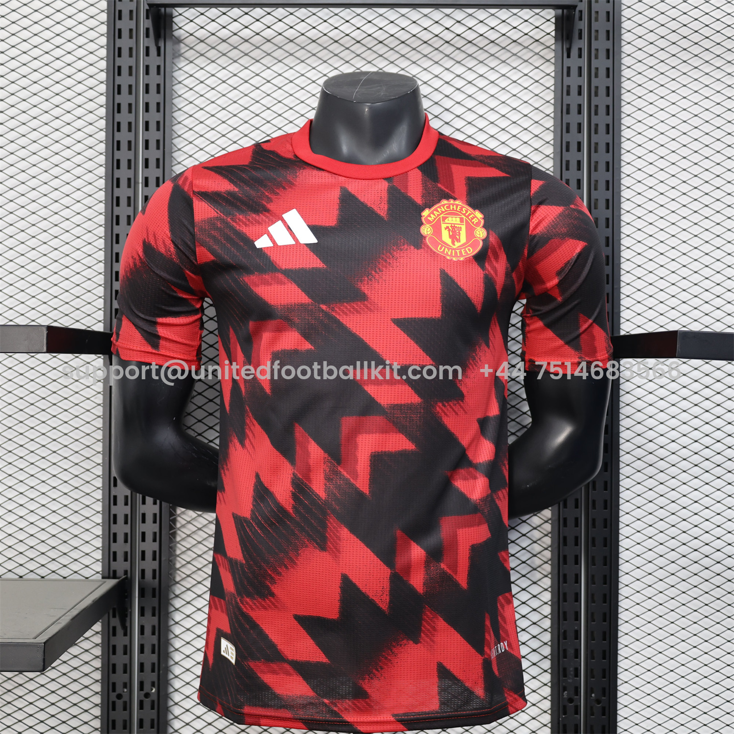 Unitedfootballkit.com | Manchester United 25-26 Red Pre-match Training Jersey - Player Version -Customize Name, Number and Patch | Worldwide Shipping