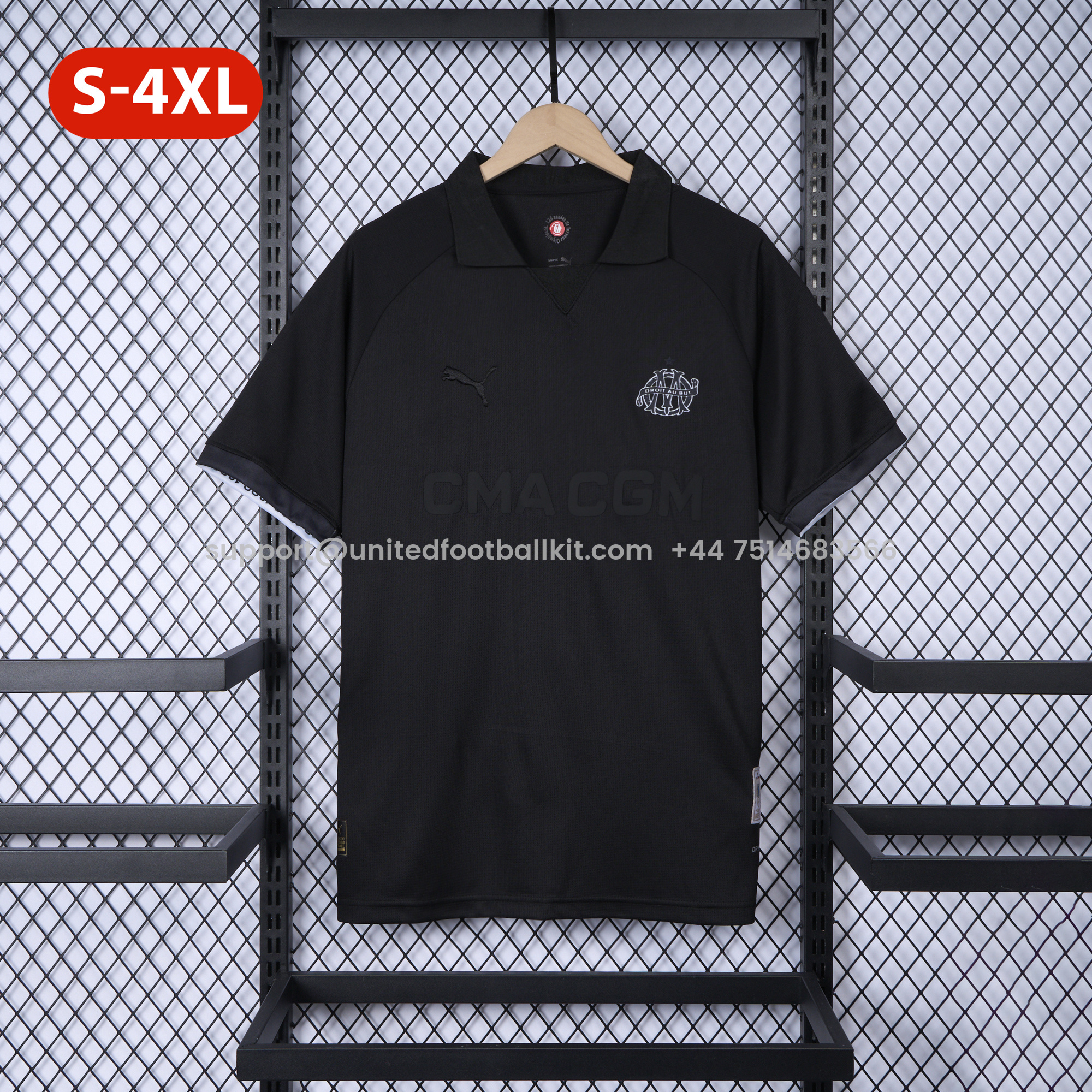 Unitedfootballkit.com | Marseille 24-25 125th Anniversary Black Jersey - Fans Version -Customize Name, Number and Patch | Worldwide Shipping