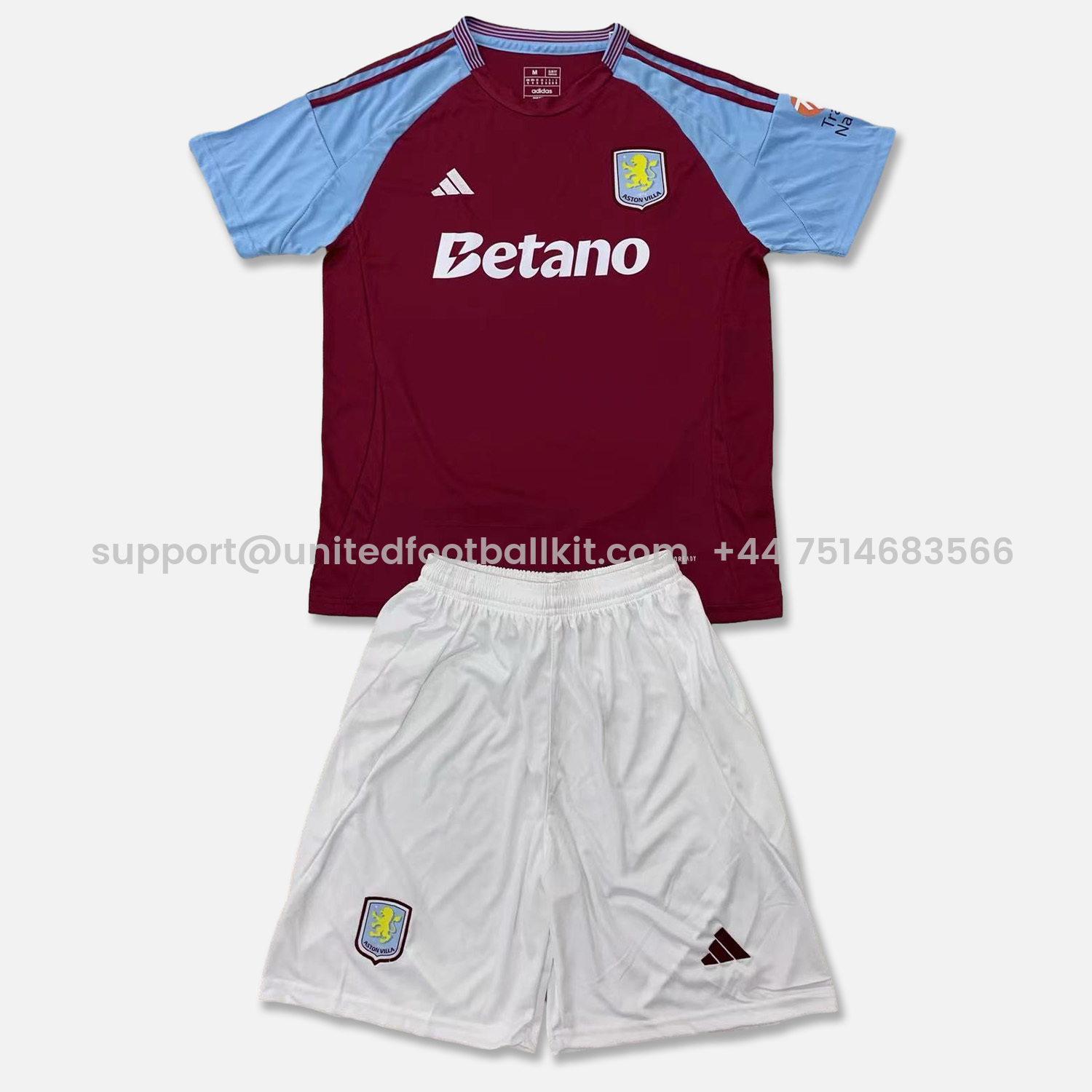 Unitedfootballkit.com | Aston Villa 24-25 Home Men's Adult Jersey Set - Fans Version -Customize Name, Number and Patch | Worldwide Shipping