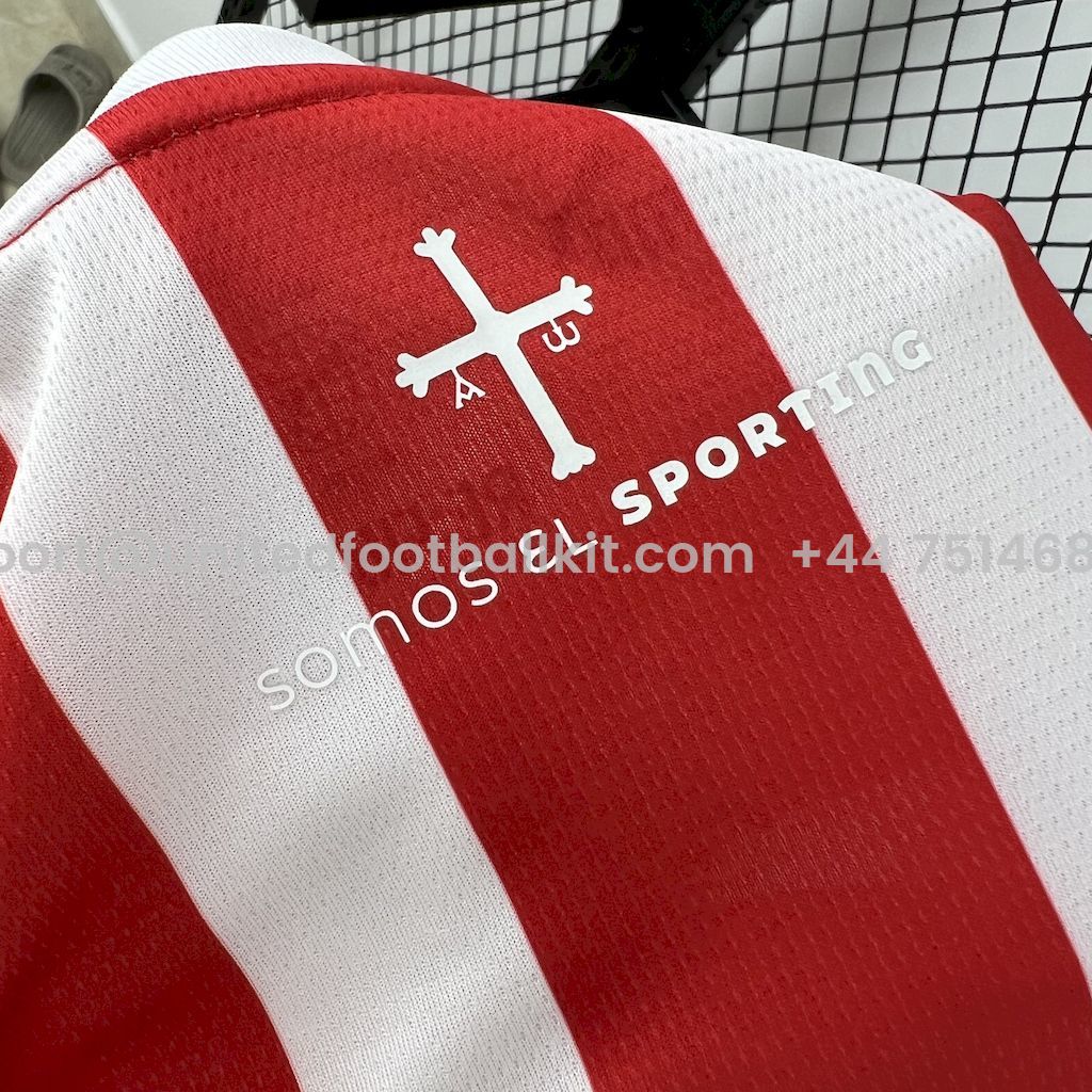 Unitedfootballkit.com | Sporting de Gijon 24-25 Home Kids Kit -Customize Name, Number and Patch | Worldwide Shipping