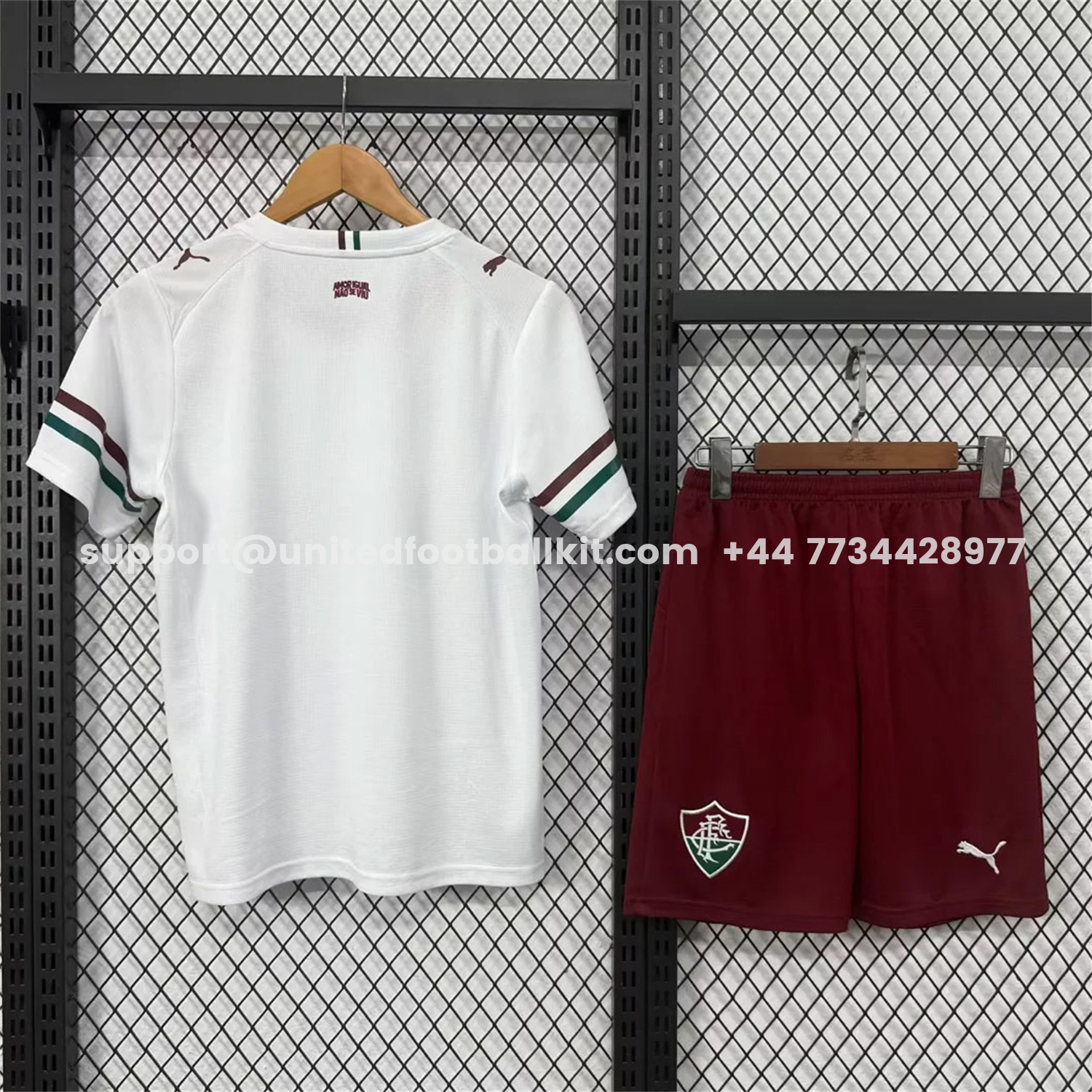 Unitedfootballkit.com | Fluminense 26-27 Away Kids Kit -Customize Name, Number and Patch | Worldwide Shipping