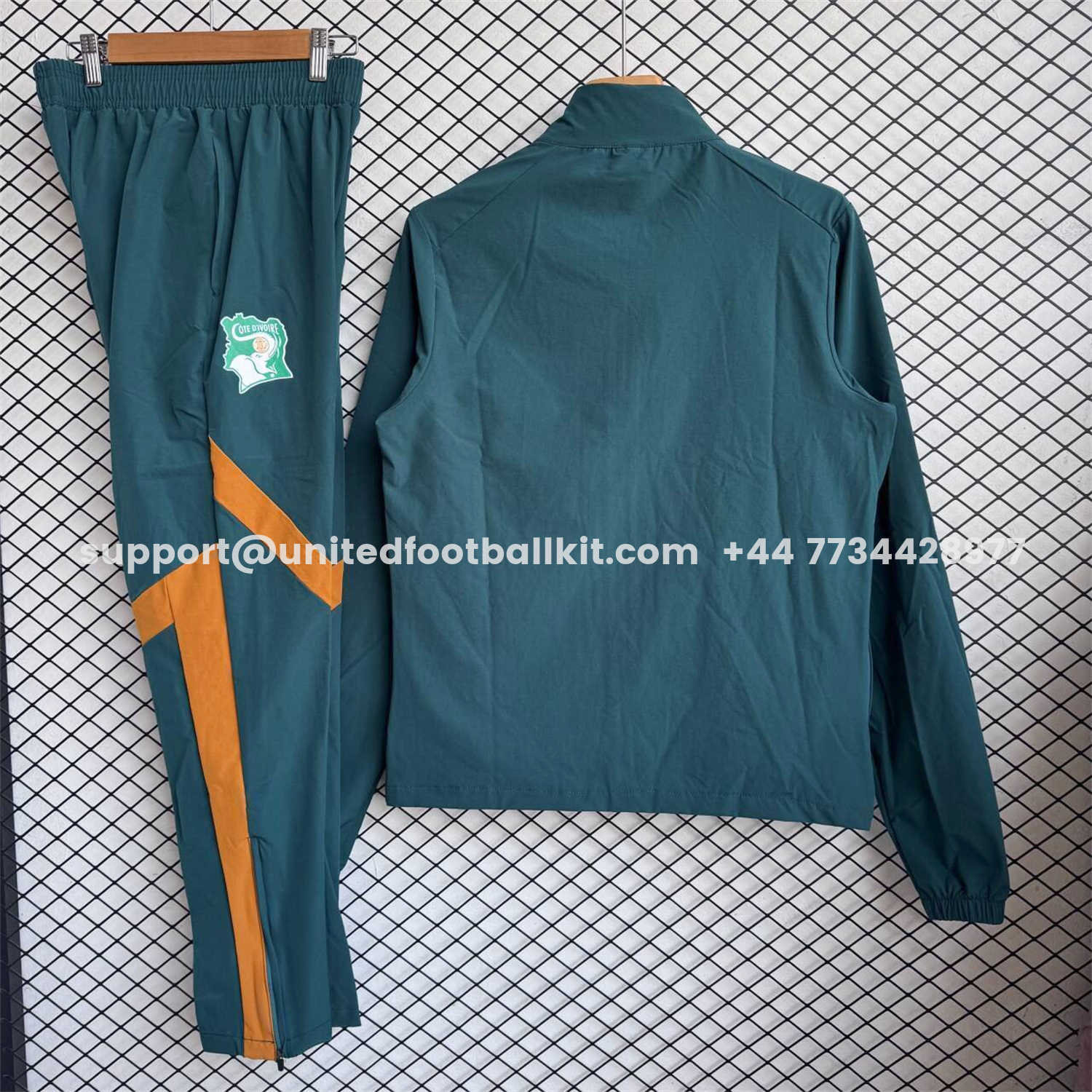 Unitedfootballkit.com | Ivory Coast 2026 Windbreaker Training Set - Green With Orange Top and Pants -Customize Name, Number and Patch | Worldwide Shipping