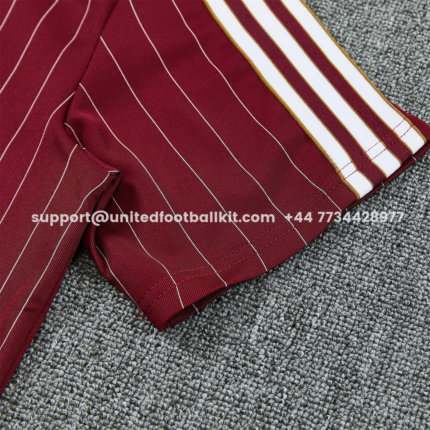 Unitedfootballkit.com | Arsenal 25-26 Retro Style Short-Sleeve Training Set - Dark Red With White Stripes Top & Pants -Customize Name, Number and Patch | Worldwide Shipping