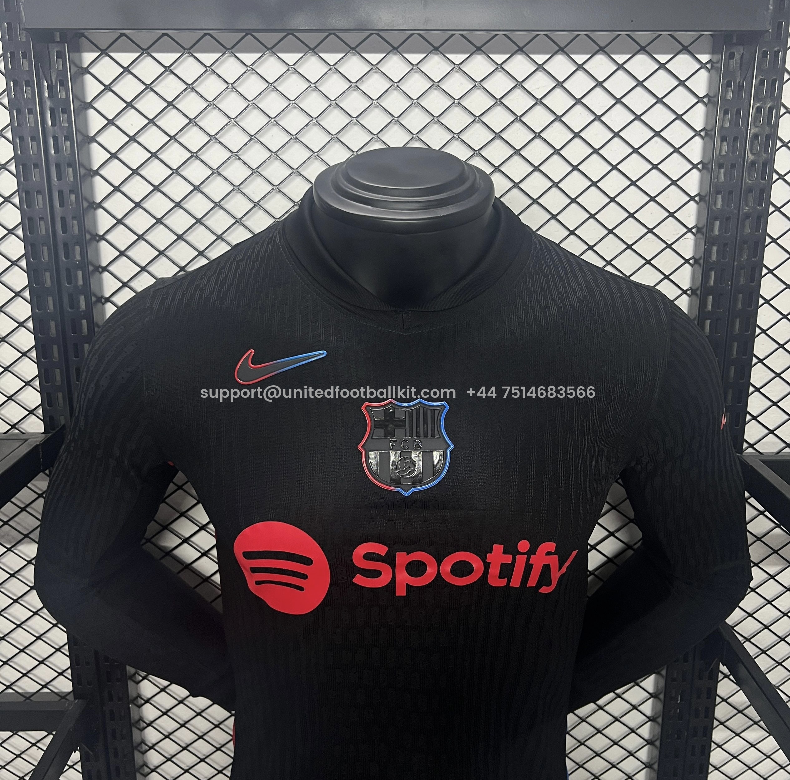 Unitedfootballkit.com | Barcelona 24-25 Away Long Sleeve Jersey - Player Version -Customize Name, Number and Patch | Worldwide Shipping