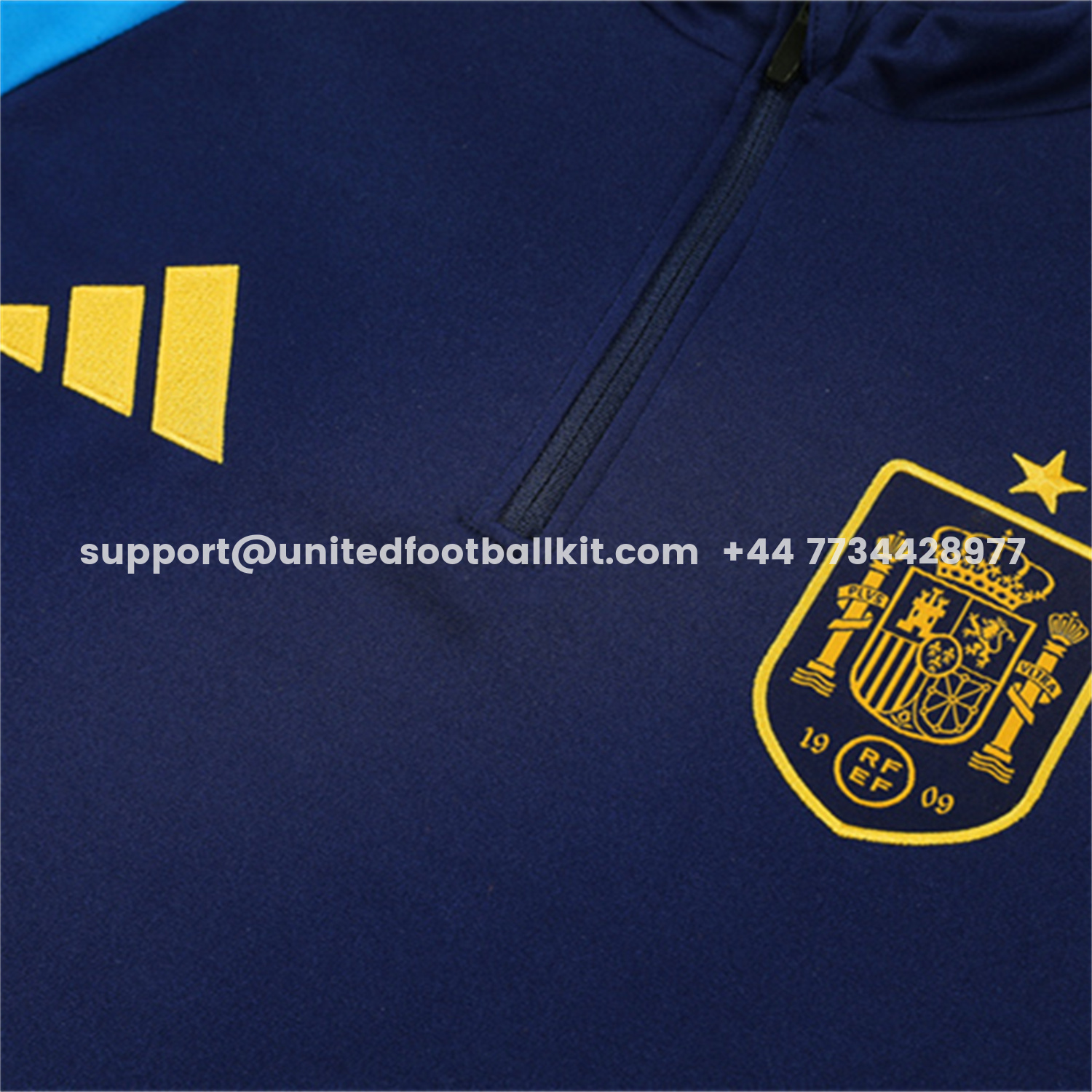 Unitedfootballkit.com | Spain 2026 Kids Long Sleeve Training Set - Royal Blue Top & Pants -Customize Name, Number and Patch | Worldwide Shipping