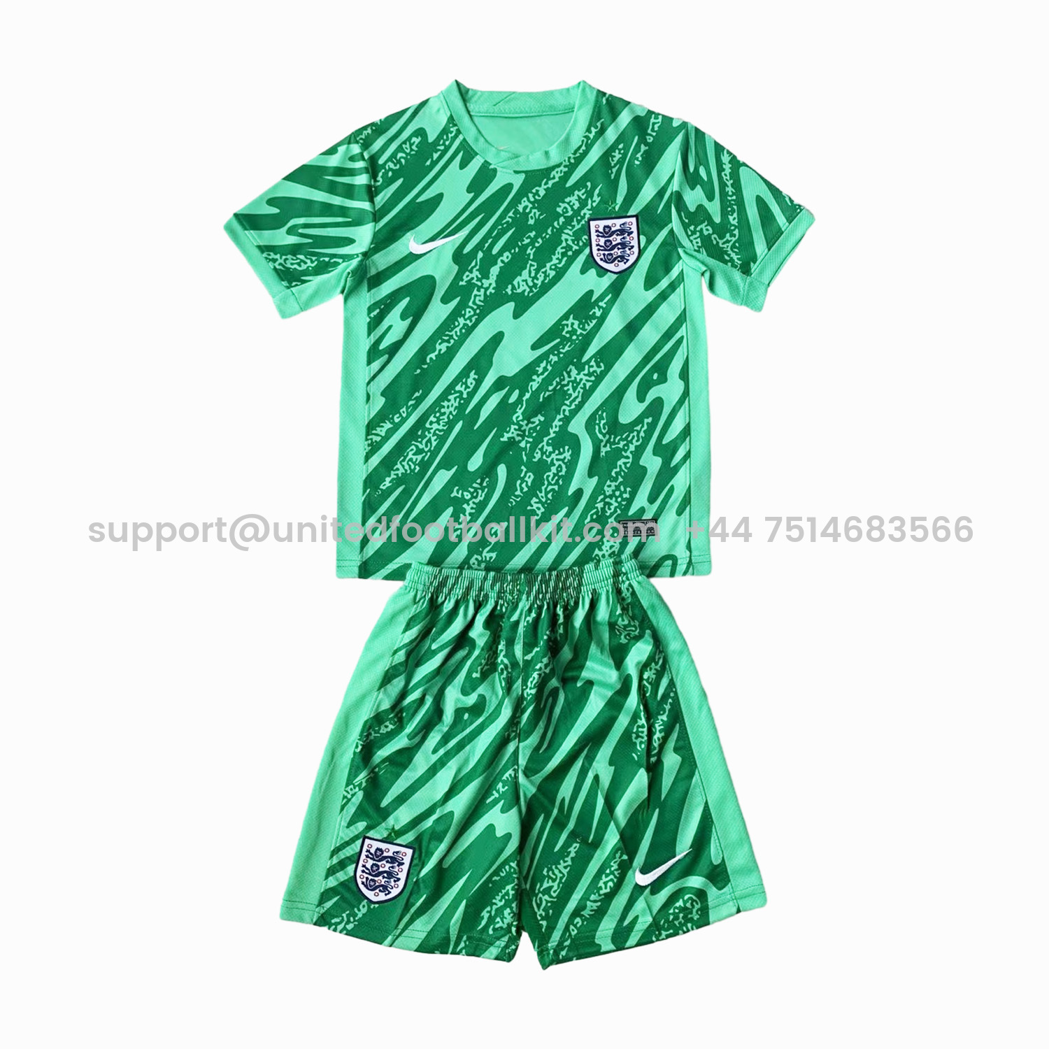 Unitedfootballkit.com | England 2024 Goalkeeper Kids Kit - Green -Customize Name, Number and Patch | Worldwide Shipping