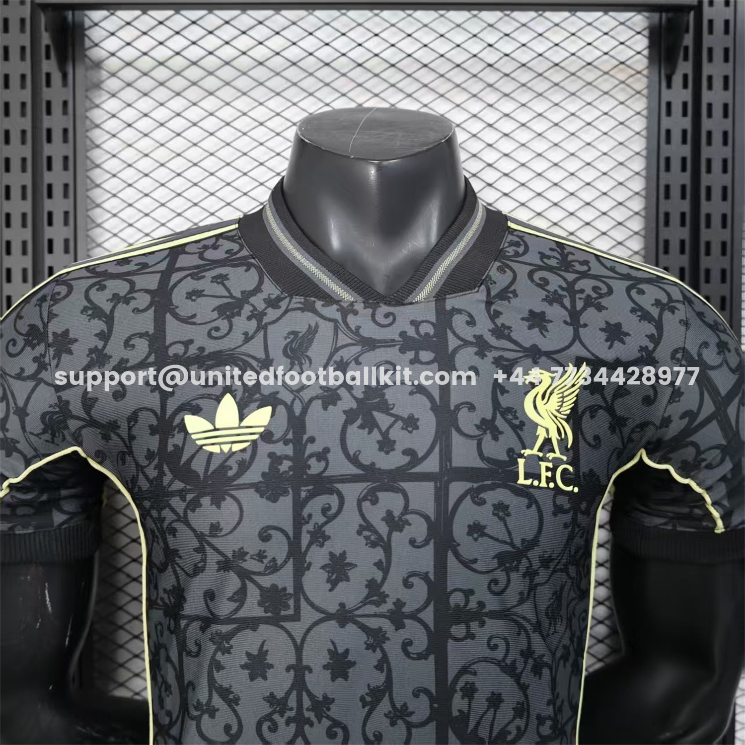 Unitedfootballkit.com | Liver.pool 25-26 Black Floral Pattern Special Jersey - Player Version -Customize Name, Number and Patch | Worldwide Shipping