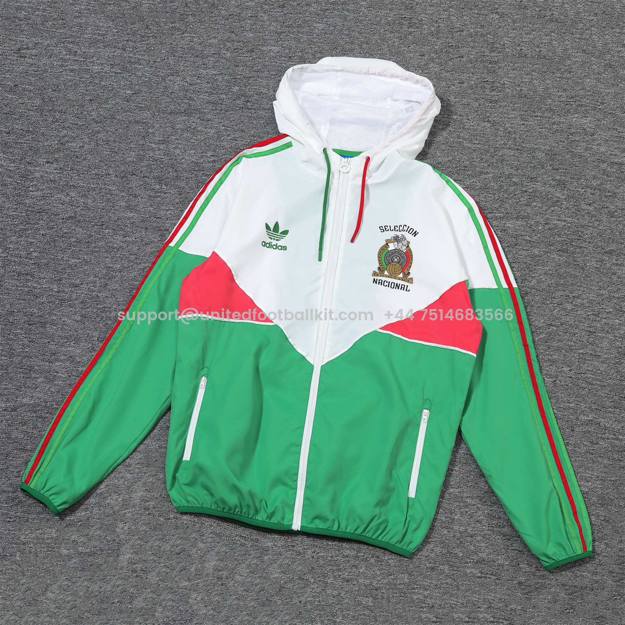 Unitedfootballkit.com | Mexico 2024 National Team Anthem Green Hooded Windbreaker - Player Version -Customize Name, Number and Patch | Worldwide Shipping