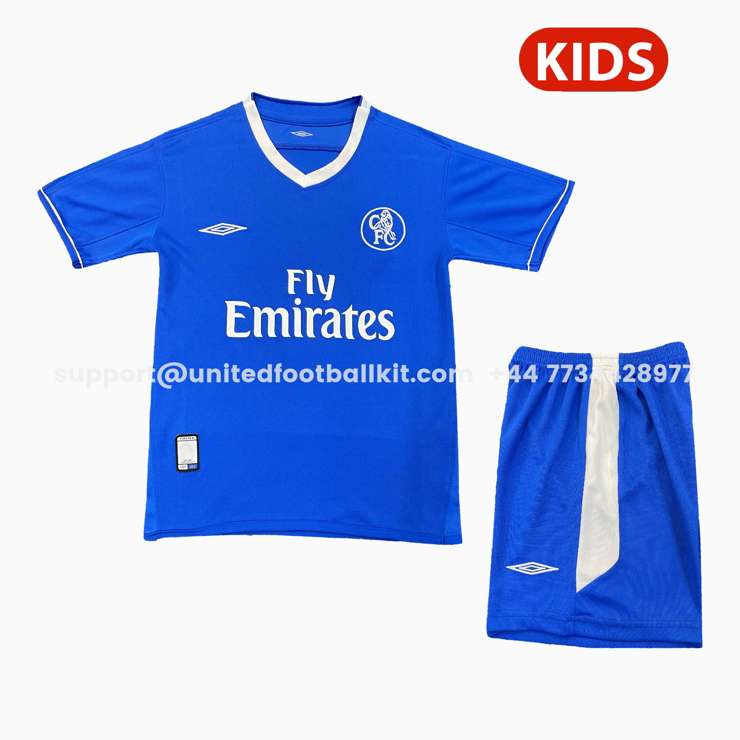 Unitedfootballkit.com | Retro C.H.E.L.S.E.A 2003-05 Home Kids Kit -Customize Name, Number and Patch | Worldwide Shipping