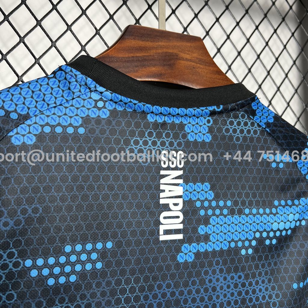 Unitedfootballkit.com | Napoli 24-25 Black Blue Training Jersey - Fans Version -Customize Name, Number and Patch | Worldwide Shipping