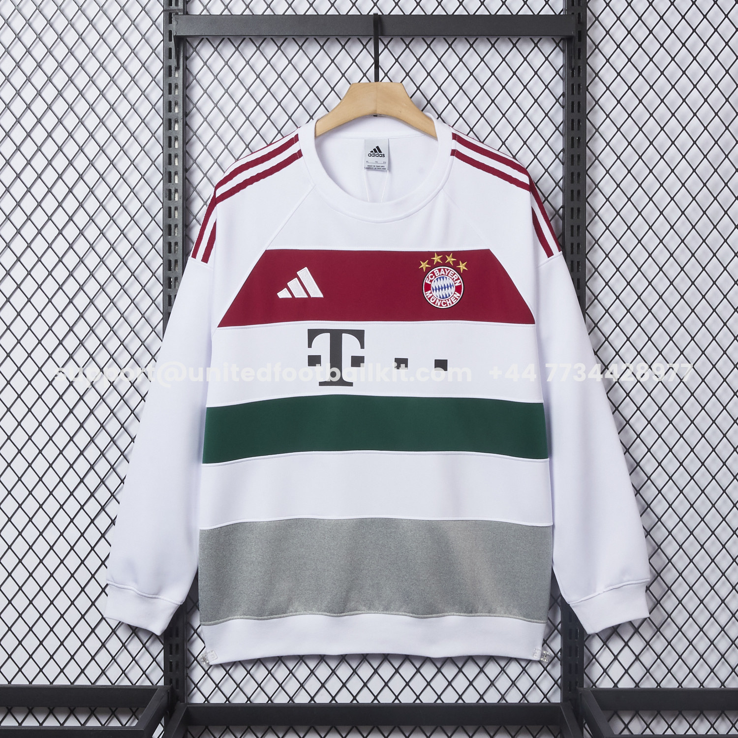 Unitedfootballkit.com | Bayern Munich 25-26 White Stripes Unisex Pullover Hoodie -Customize Name, Number and Patch | Worldwide Shipping