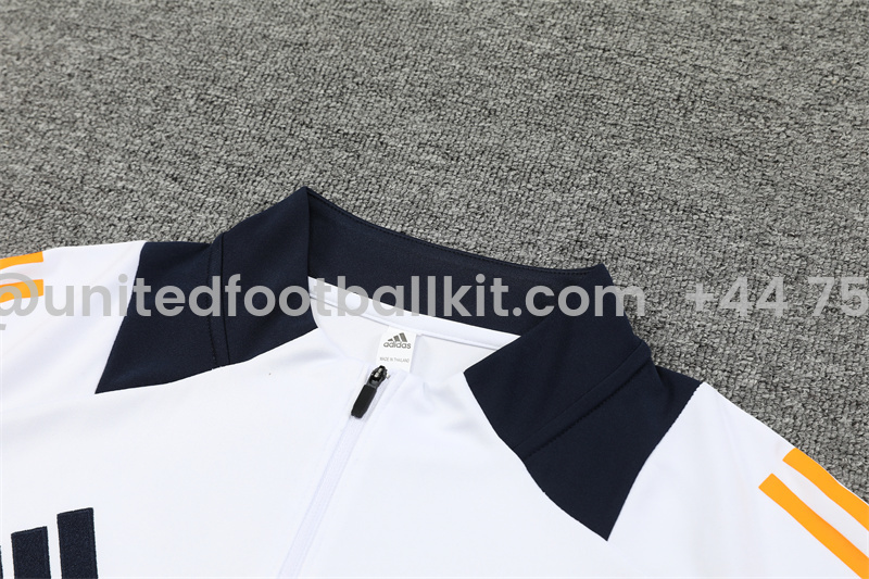 Unitedfootballkit.com | Real Madrid 24-25 Long Sleeve Training Set - White -Customize Name, Number and Patch | Worldwide Shipping