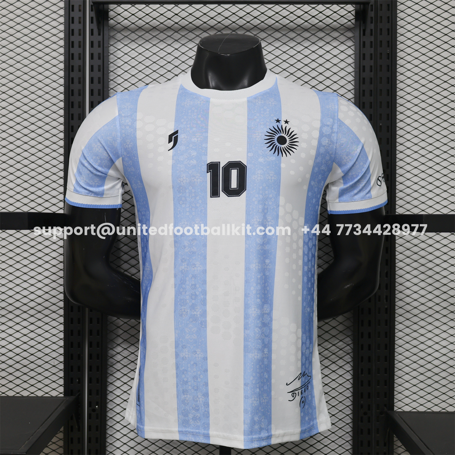 Unitedfootballkit.com | Argentina 2026 White Blue Maradona Special Kit - Player Version -Customize Name, Number and Patch | Worldwide Shipping