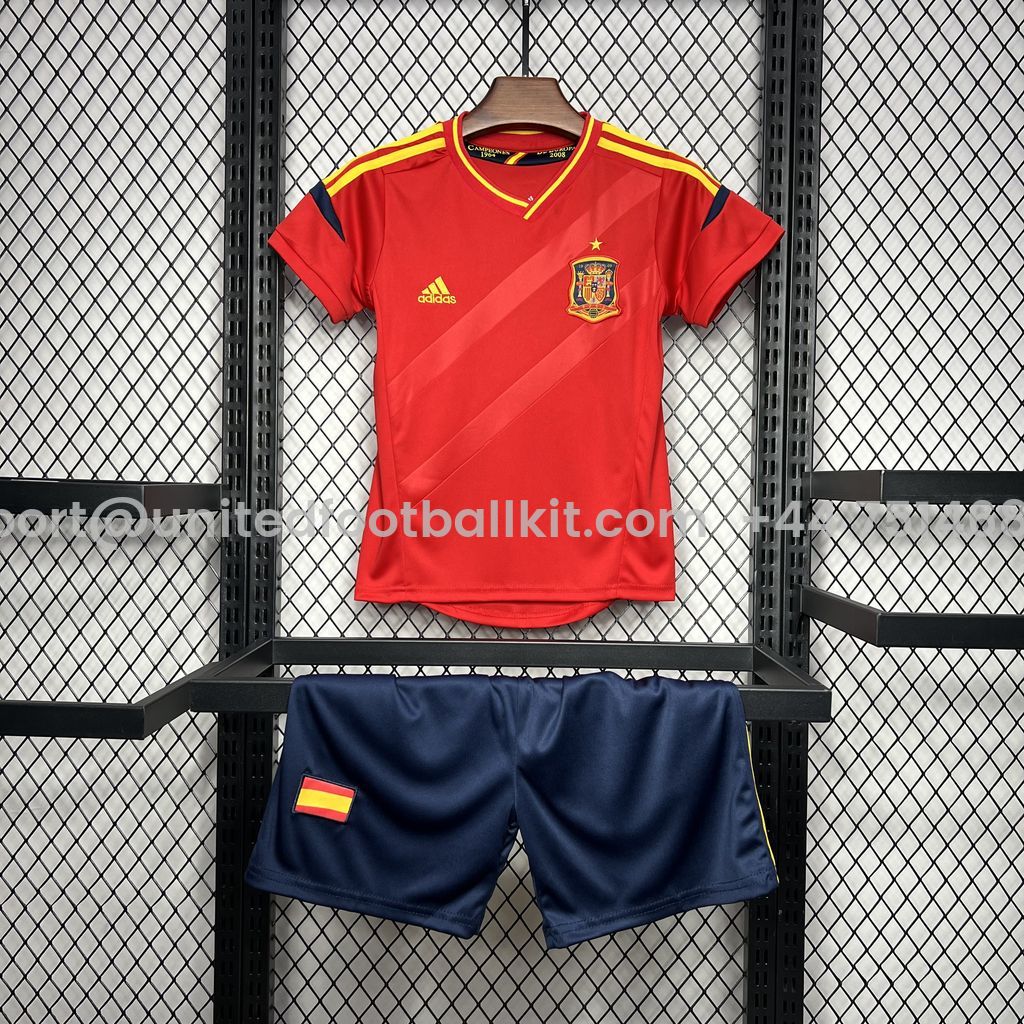 Unitedfootballkit.com | Retro Spain 2012 Home Stadium Kids Kit -Customize Name, Number and Patch | Worldwide Shipping