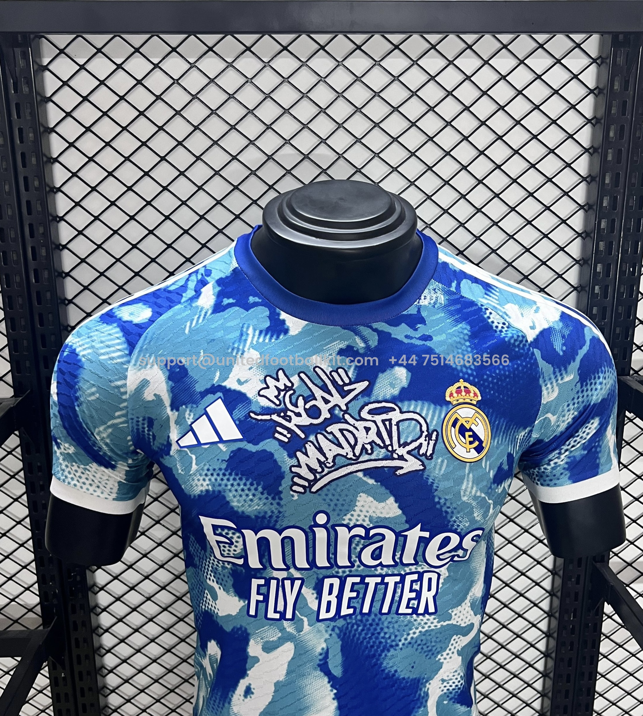 Unitedfootballkit.com | Real Madrid 24-25 Blue Watercolor Special Edition Jersey - Player Version -Customize Name, Number and Patch | Worldwide Shipping