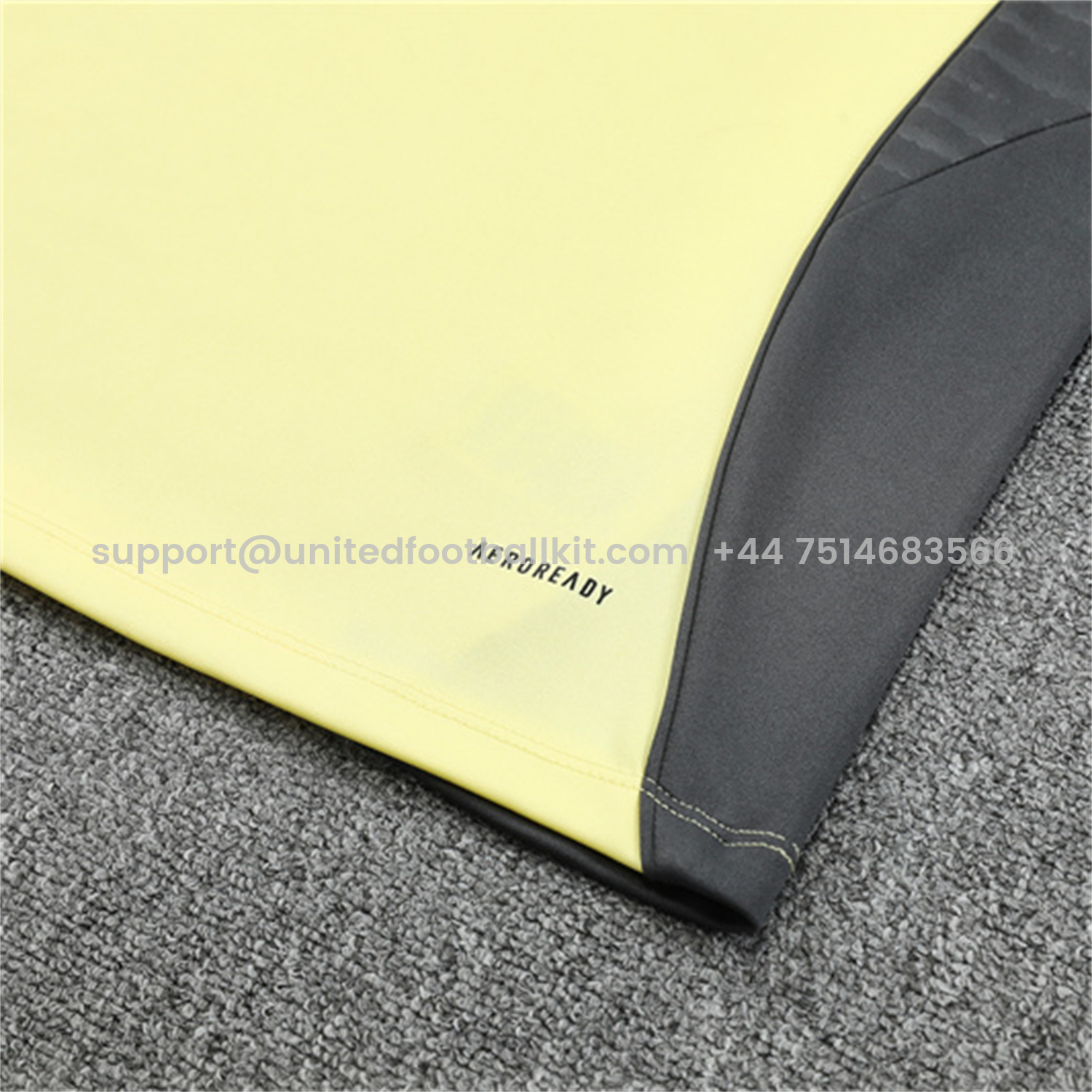 Unitedfootballkit.com | Real Madrid 25-26 Long Sleeves Training Set - Yellow Top & Gray Pants -Customize Name, Number and Patch | Worldwide Shipping