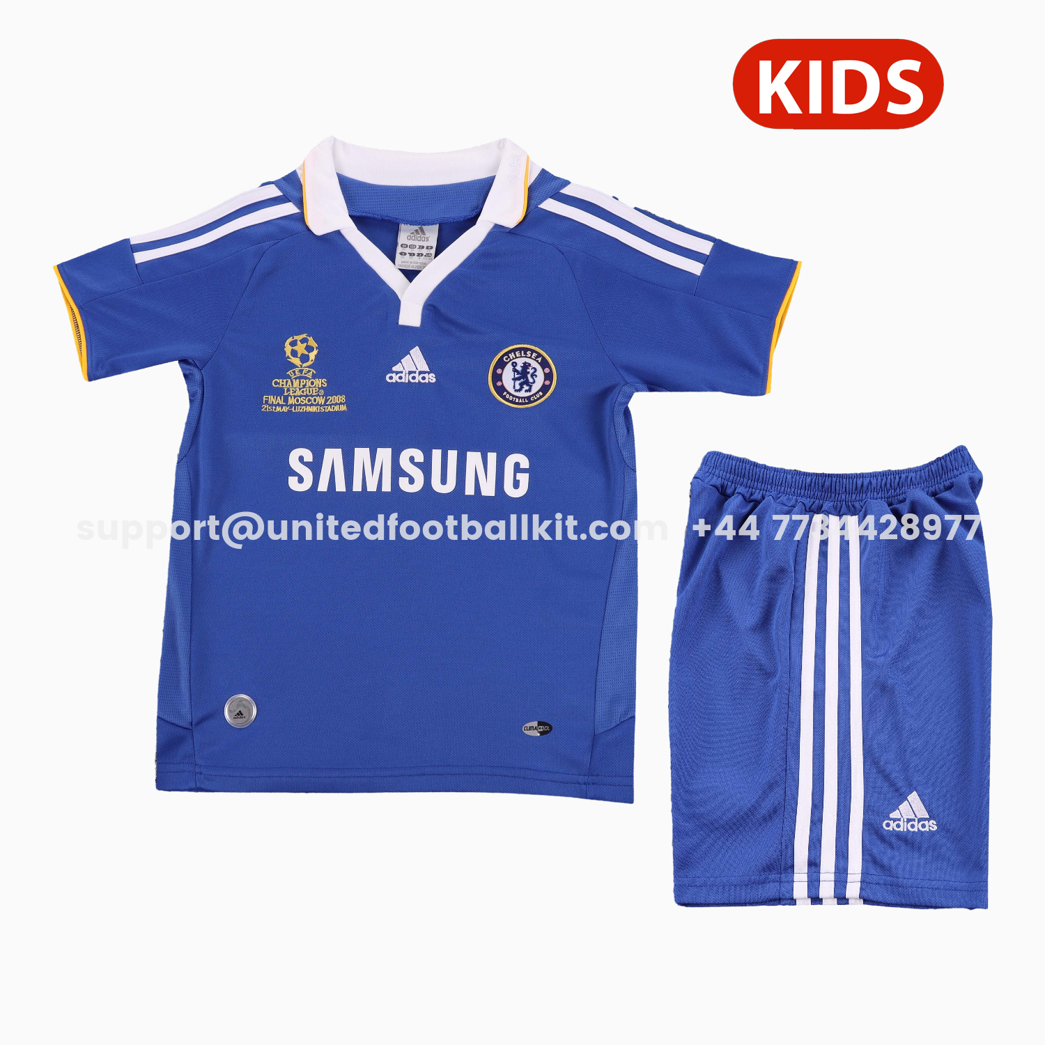 Unitedfootballkit.com | Retro C.H.E.L.S.E.A 2007-08 Home Kids Kit -Customize Name, Number and Patch | Worldwide Shipping