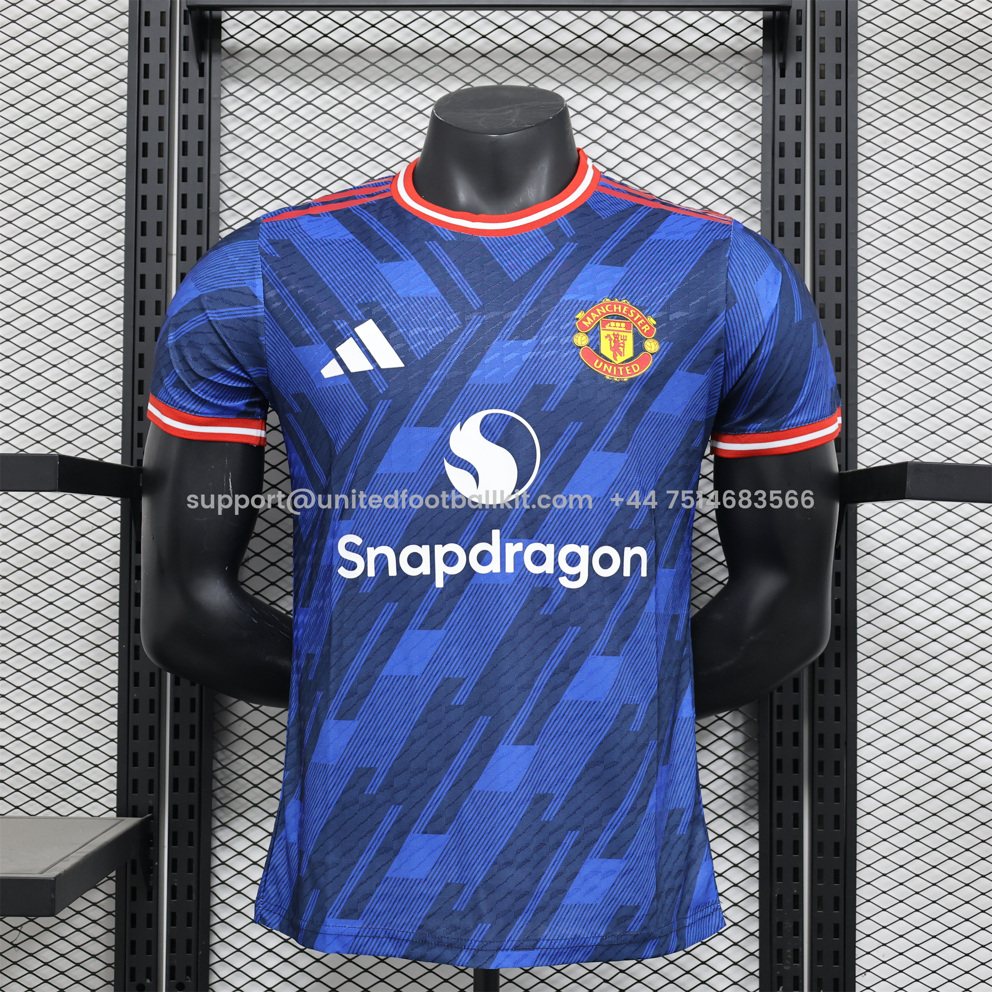 Unitedfootballkit.com | Manchester United 24-25 Blue Stripe Special Edition Jersey - Player Version -Customize Name, Number and Patch | Worldwide Shipping
