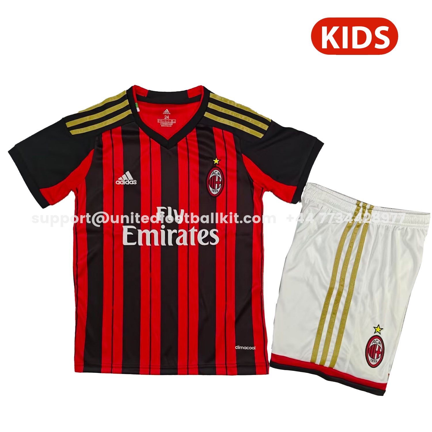 Unitedfootballkit.com | Retro AC Milan 2013-14 Home Kids Kit -Customize Name, Number and Patch | Worldwide Shipping