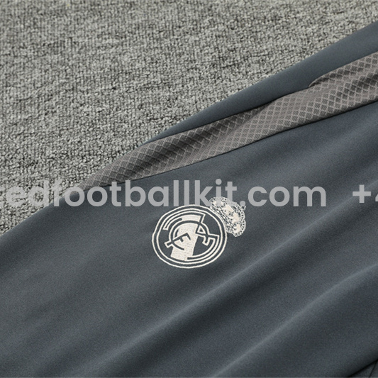 Unitedfootballkit.com | Real Madrid 24-25 Kids Long Sleeve Training Set - Deep Grey -Customize Name, Number and Patch | Worldwide Shipping