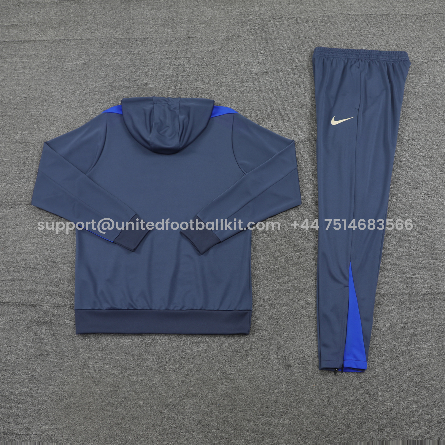 Unitedfootballkit.com | Inter Milan 24-25 Training Hoodie Set - Blue - Gray Hoodie and Pants -Customize Name, Number and Patch | Worldwide Shipping