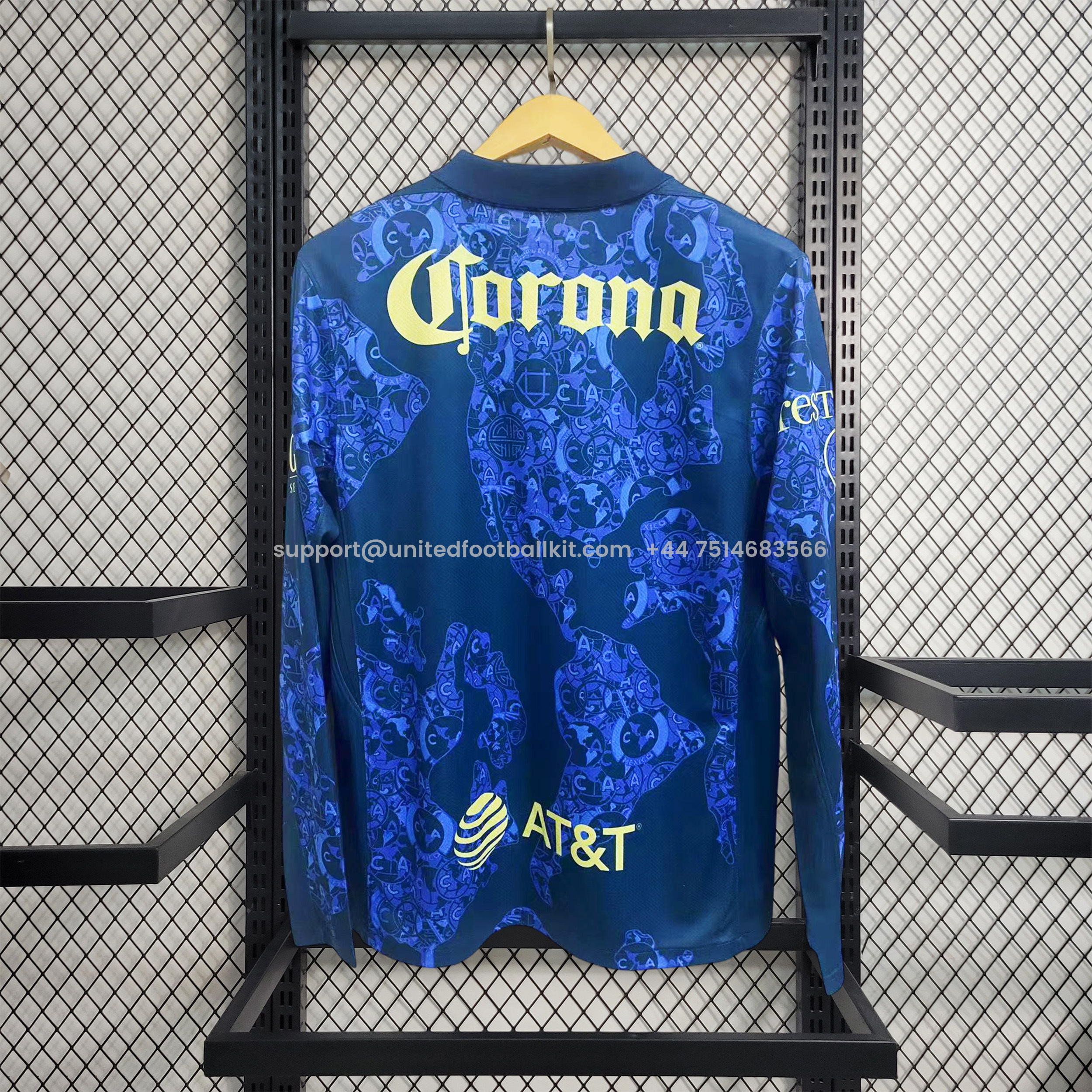 Unitedfootballkit.com | Club América 24-25 Away Long Sleeve Jersey - Fans Version -Customize Name, Number and Patch | Worldwide Shipping