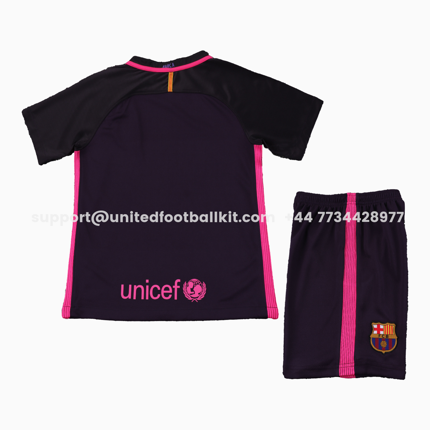 Unitedfootballkit.com | Retro Barcelona 2016-17 Away Kids Kit -Customize Name, Number and Patch | Worldwide Shipping
