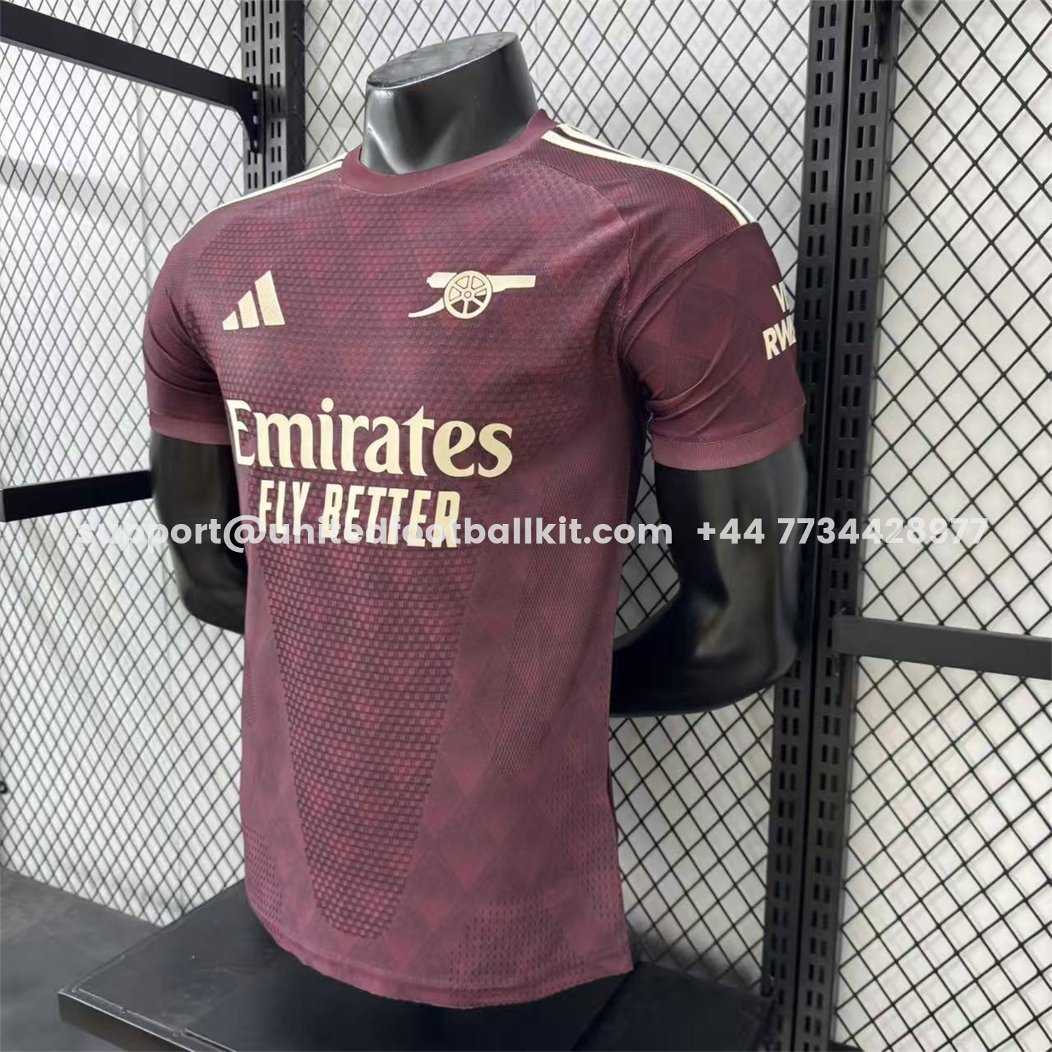Unitedfootballkit.com | Arsenal 26-27 Yellow Sponsors Wine Red Special Jersey - Player Version -Customize Name, Number and Patch | Worldwide Shipping