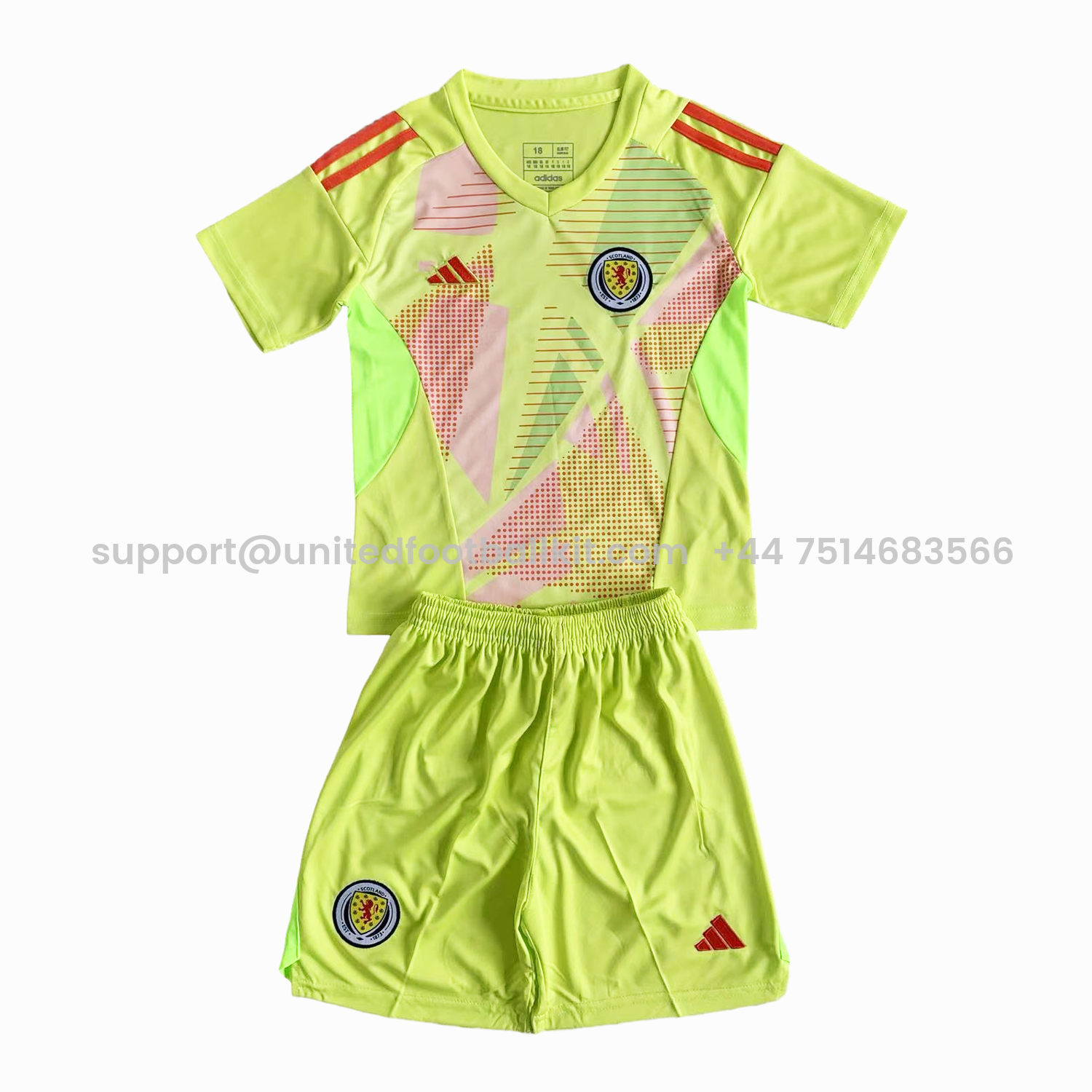 Unitedfootballkit.com | S-c-o.t l.a-n.d 2024 Goalkeeper Kids Kit - Green -Customize Name, Number and Patch | Worldwide Shipping