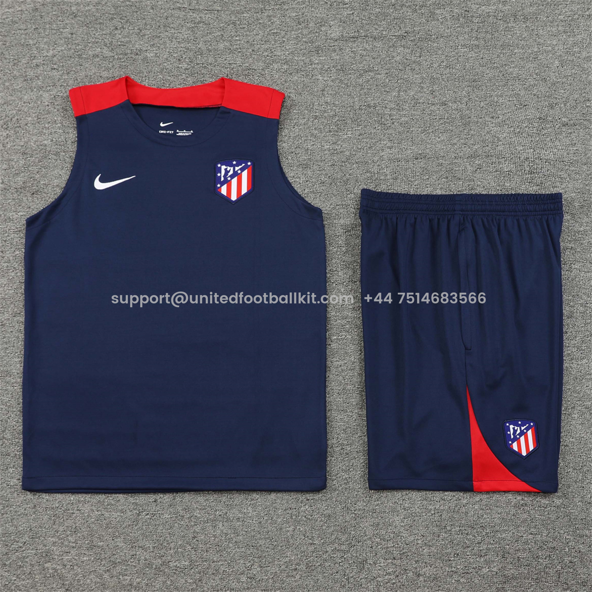 Unitedfootballkit.com | Atletico Madrid 24-25 Vest Training Set - Deep Blue -Customize Name, Number and Patch | Worldwide Shipping