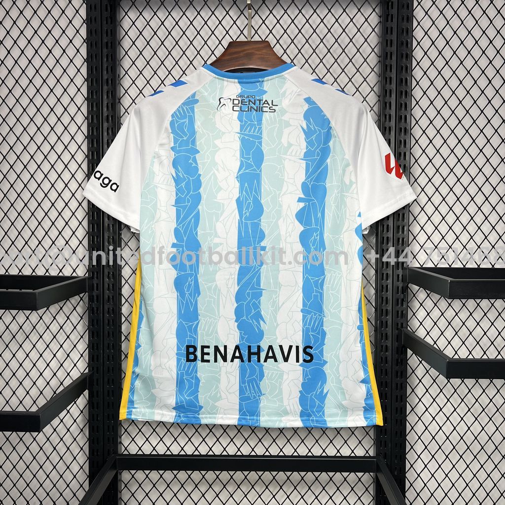 Unitedfootballkit.com | Malaga 24-25 Home Stadium Jersey - Fans Version -Customize Name, Number and Patch | Worldwide Shipping