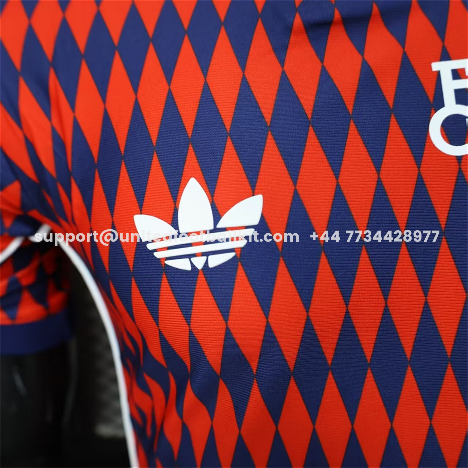 Unitedfootballkit.com | Bayern Munich 25-26 Trefoil Retro Style Red And Deep Blue Jersey - Player Version -Customize Name, Number and Patch | Worldwide Shipping