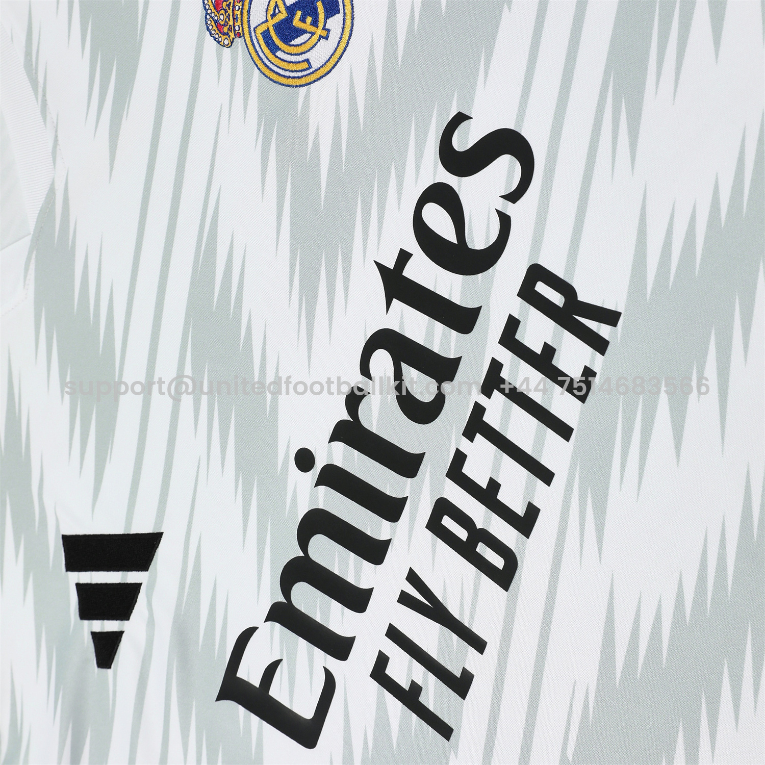 Unitedfootballkit.com | Real Madrid 25-26 Short-Sleeve Training Set - Grey Arrow Pattern Top & Black Shorts -Customize Name, Number and Patch | Worldwide Shipping