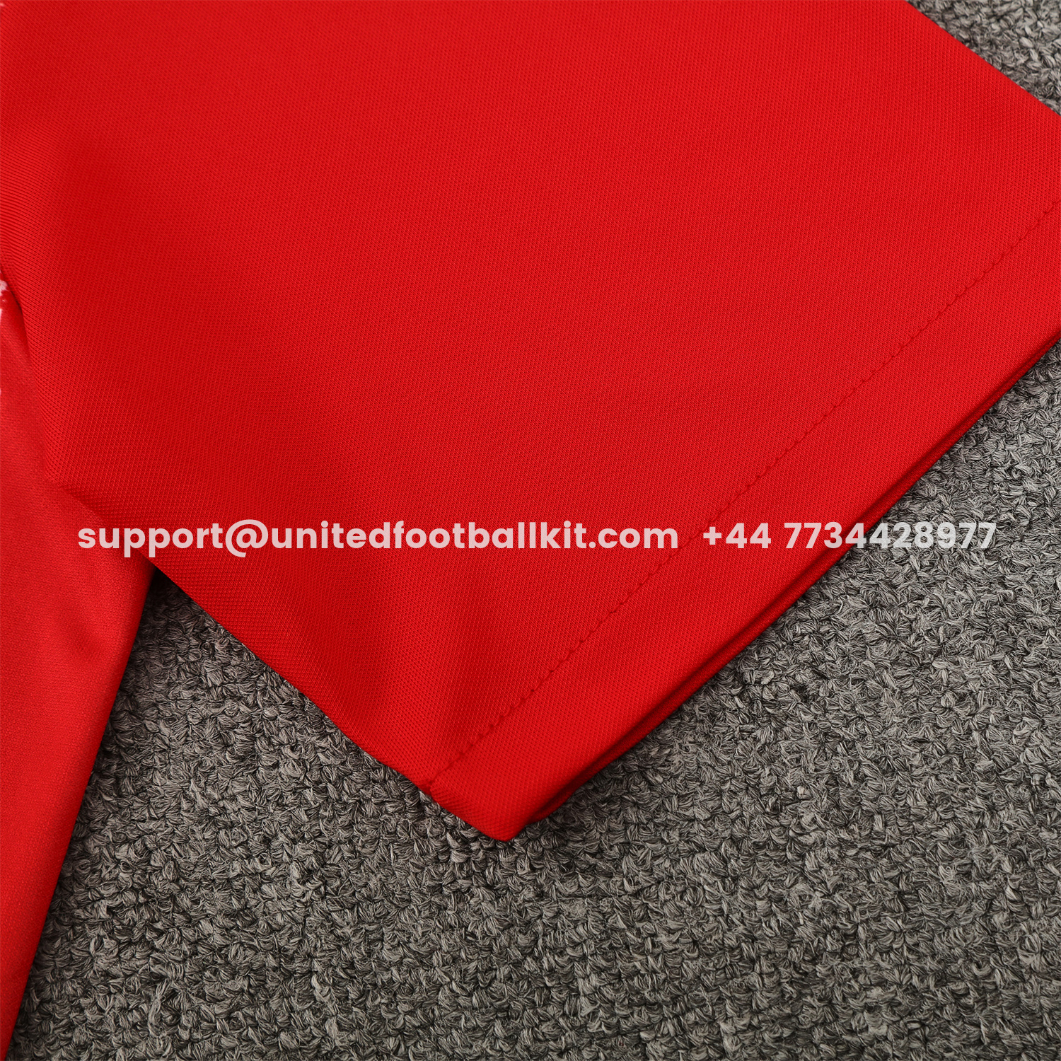 Unitedfootballkit.com | Atletico Madrid Short-Sleeve Training Set - Red White Top & Blue Shorts -Customize Name, Number and Patch | Worldwide Shipping