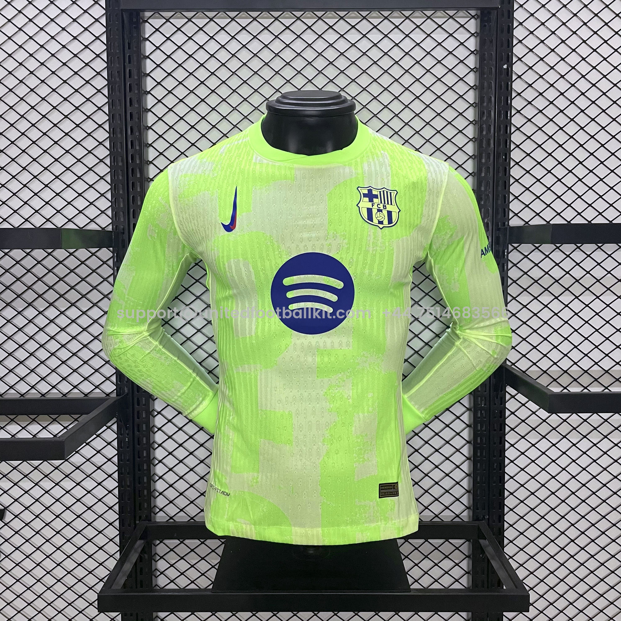 Unitedfootballkit.com | Barcelona 24-25 Third Long Sleeve Jersey with Big Logo - Player Version -Customize Name, Number and Patch | Worldwide Shipping
