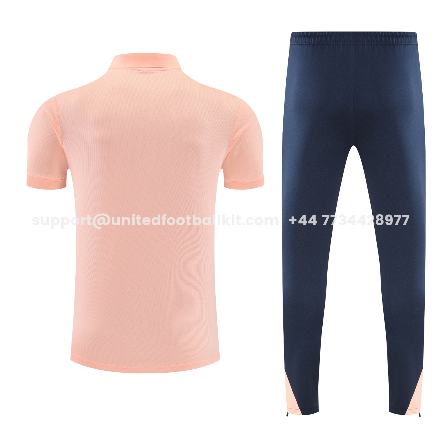 Unitedfootballkit.com | Barcelona 25-26 POLO Short-Sleeve Training Set - Pink Top and Dark Blue Pants -Customize Name, Number and Patch | Worldwide Shipping